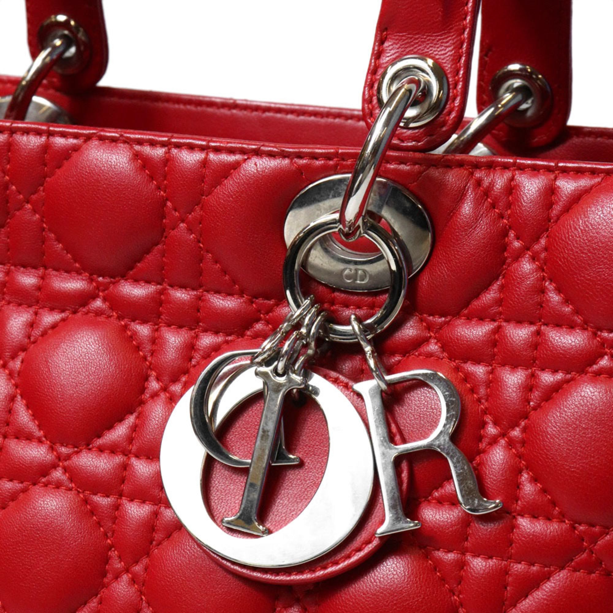 Christian Dior Red Color Leather Handbag (Pre-Owned)