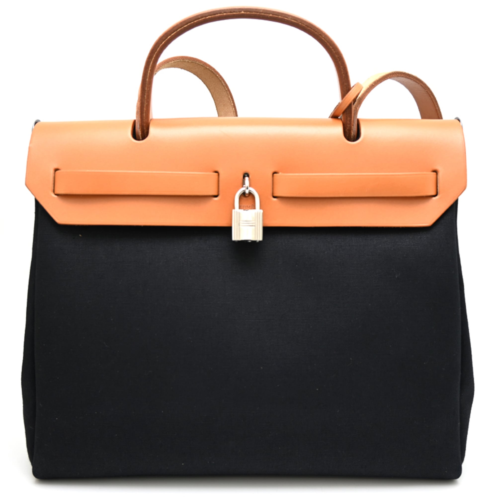 Hermes Beige Black Toile Officier Handbag Shoulder Bag (Pre-Owned)