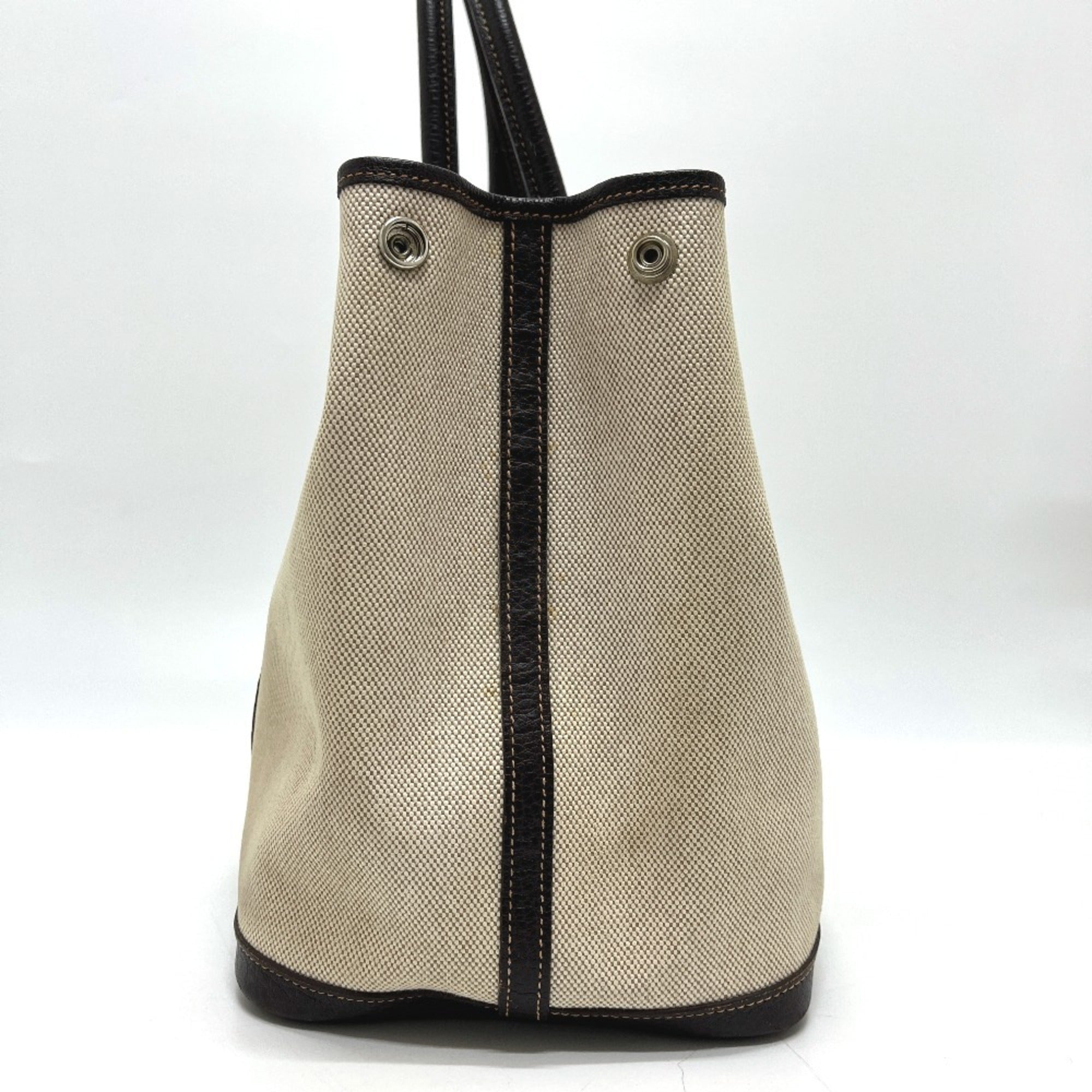 Hermes Beige Brown Toile H Leather Handbag Tote Bag (Pre-Owned)