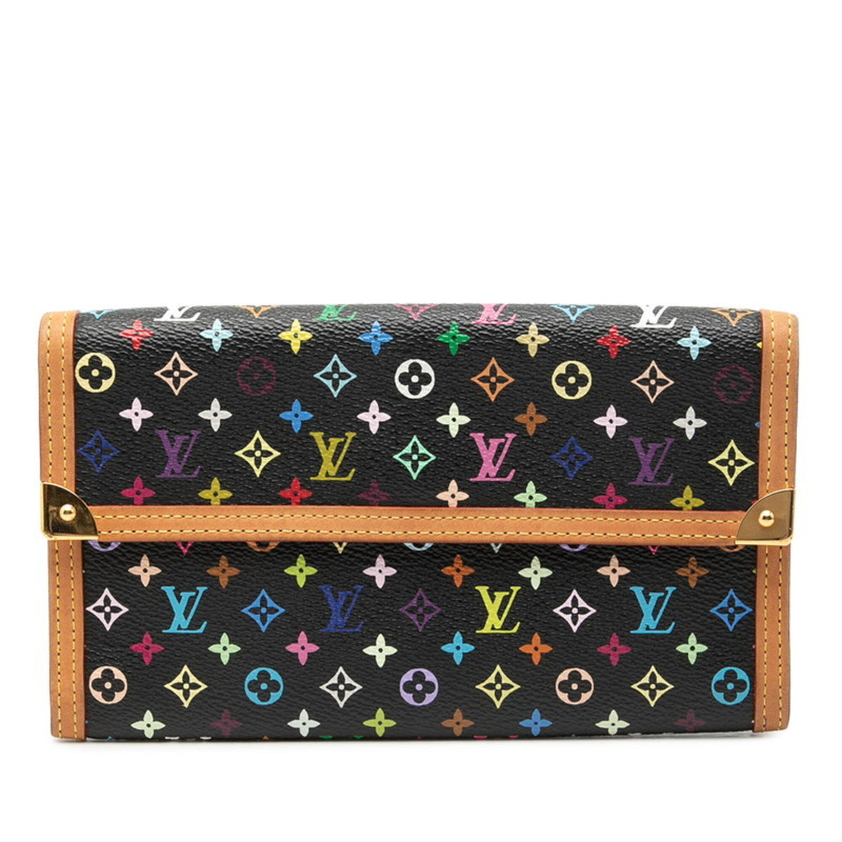 Louis Vuitton Black Multi-Color Pvc Leather Long Wallet (Bi-Fold) (Pre-Owned)