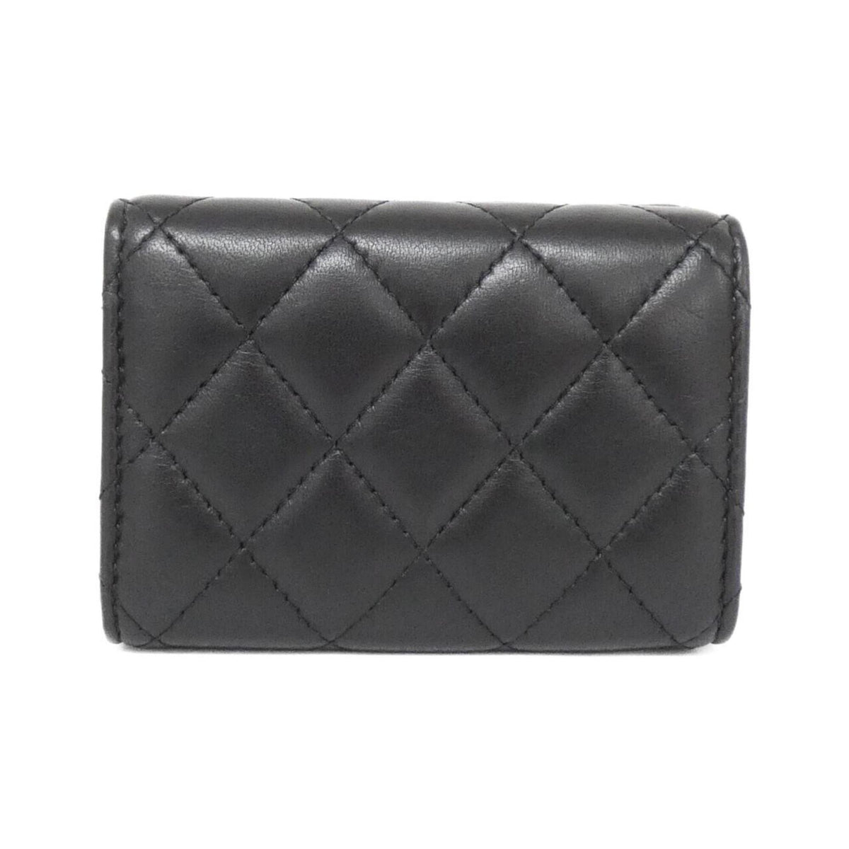 Chanel Black Bordeaux Leather Wallet (Tri-Fold) (Pre-Owned)