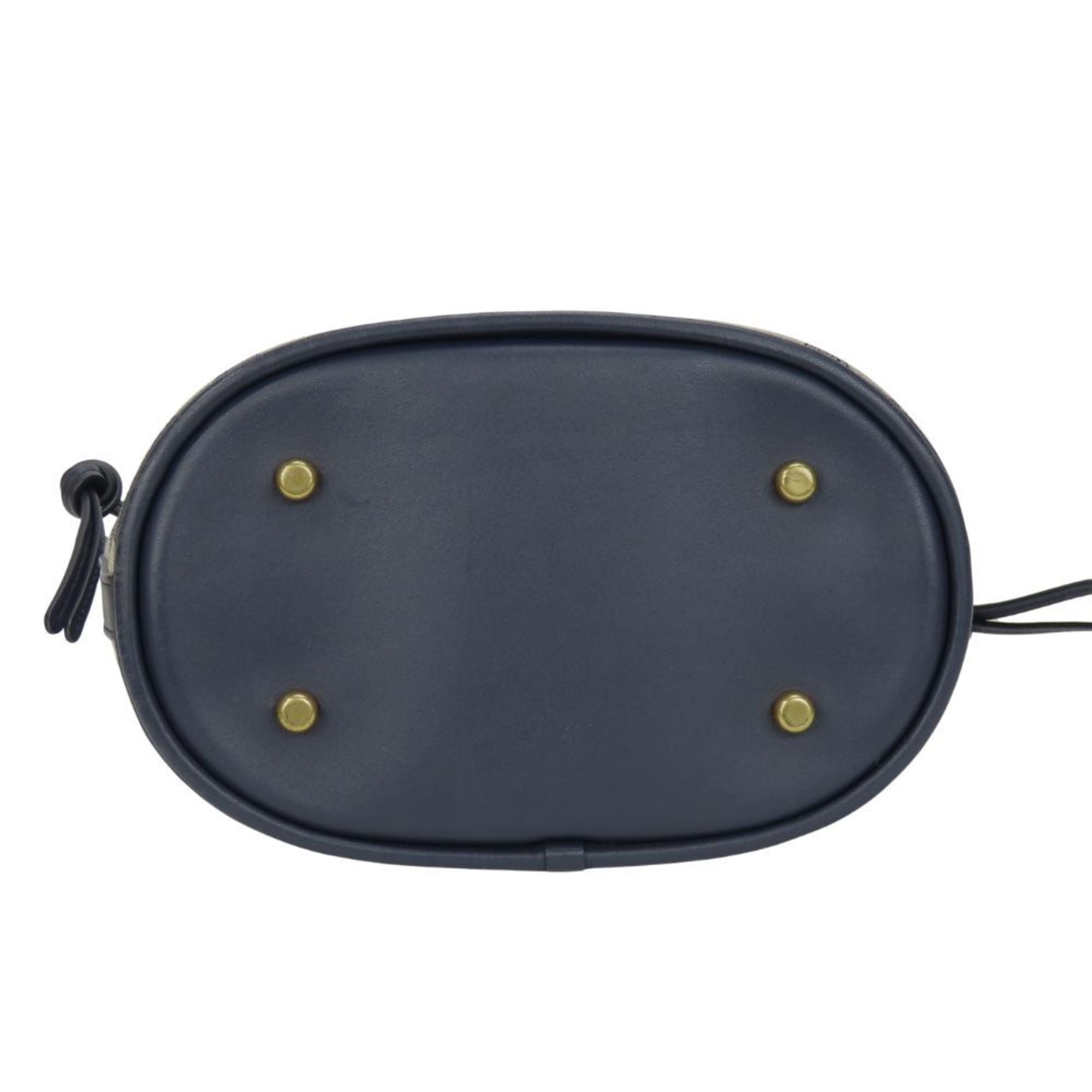 Coach Gray Navy Canvas Leather Shoulder Bag (Pre-Owned)