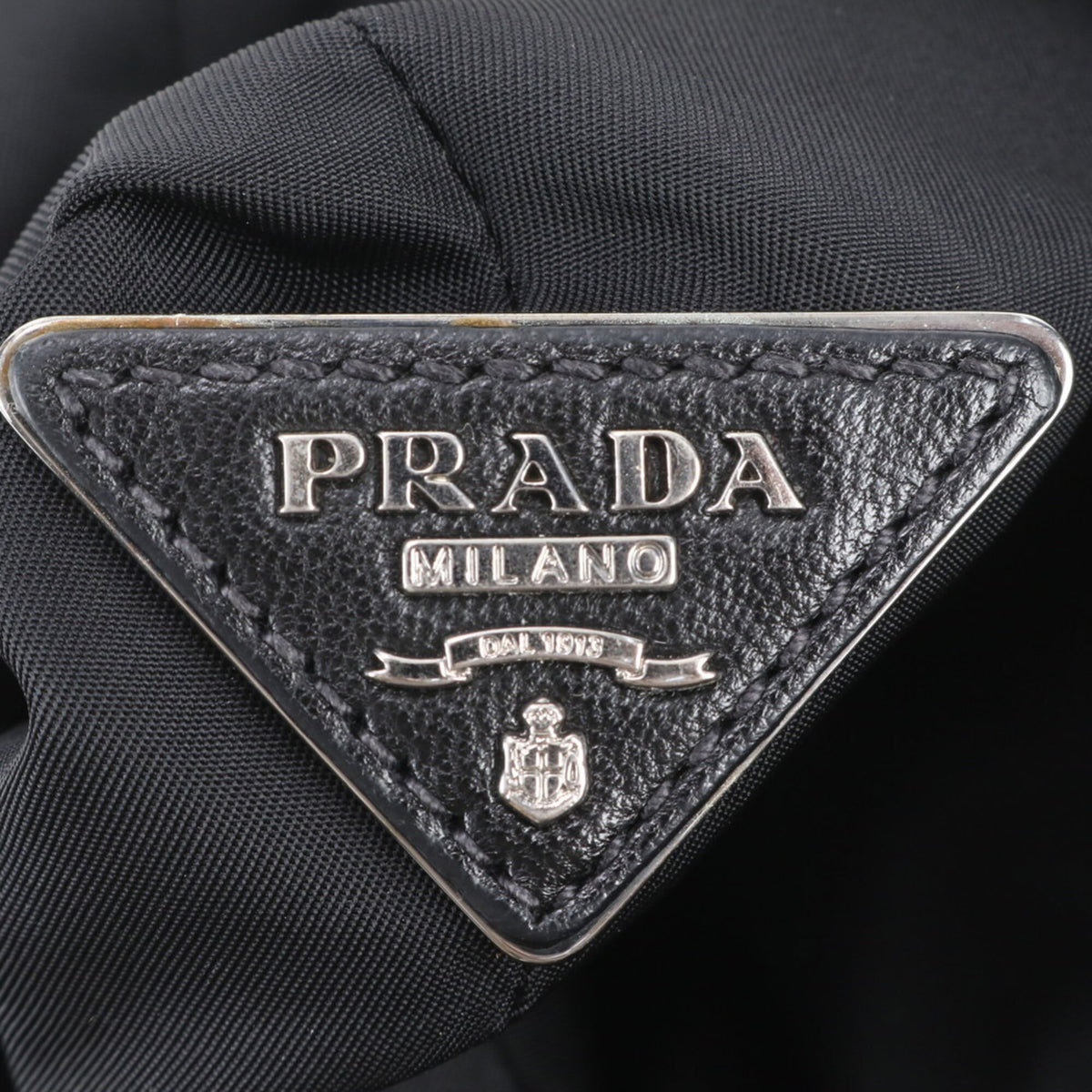 Prada Black Brown Leather Nylon Shoulder Bag Tote Bag (Pre-Owned)
