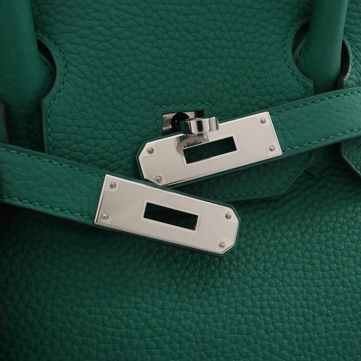 Hermes Green Taurillon Clemence Leather Leather Handbag (Pre-Owned)