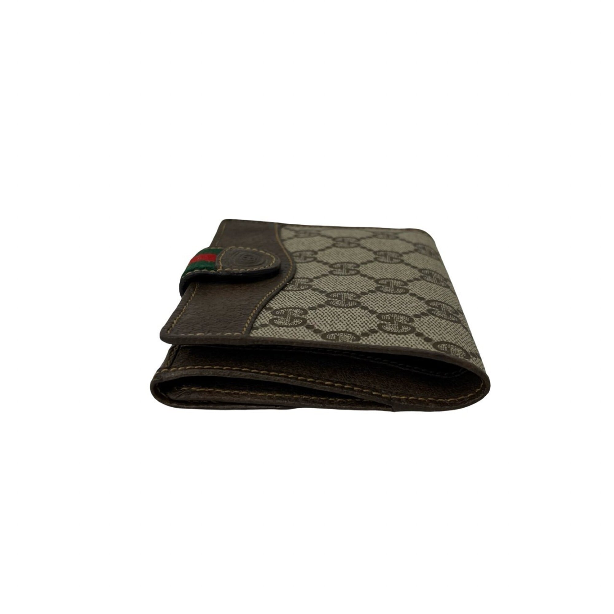 Gucci Brown Green Red Color Leather Pvc Wallet (Bi-Fold) (Pre-Owned)