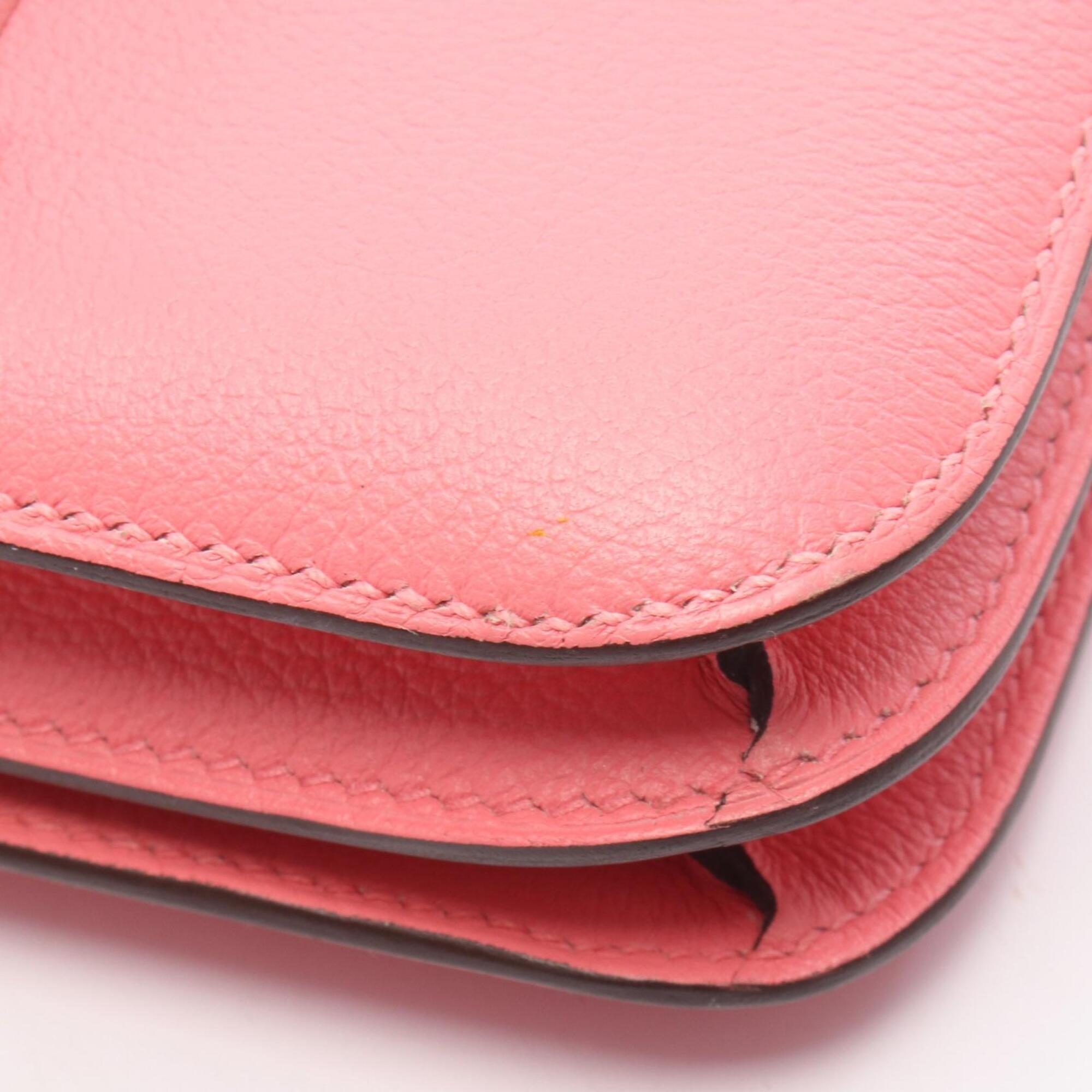 Hermes Pink Leather Handbag Shoulder Bag (Pre-Owned)