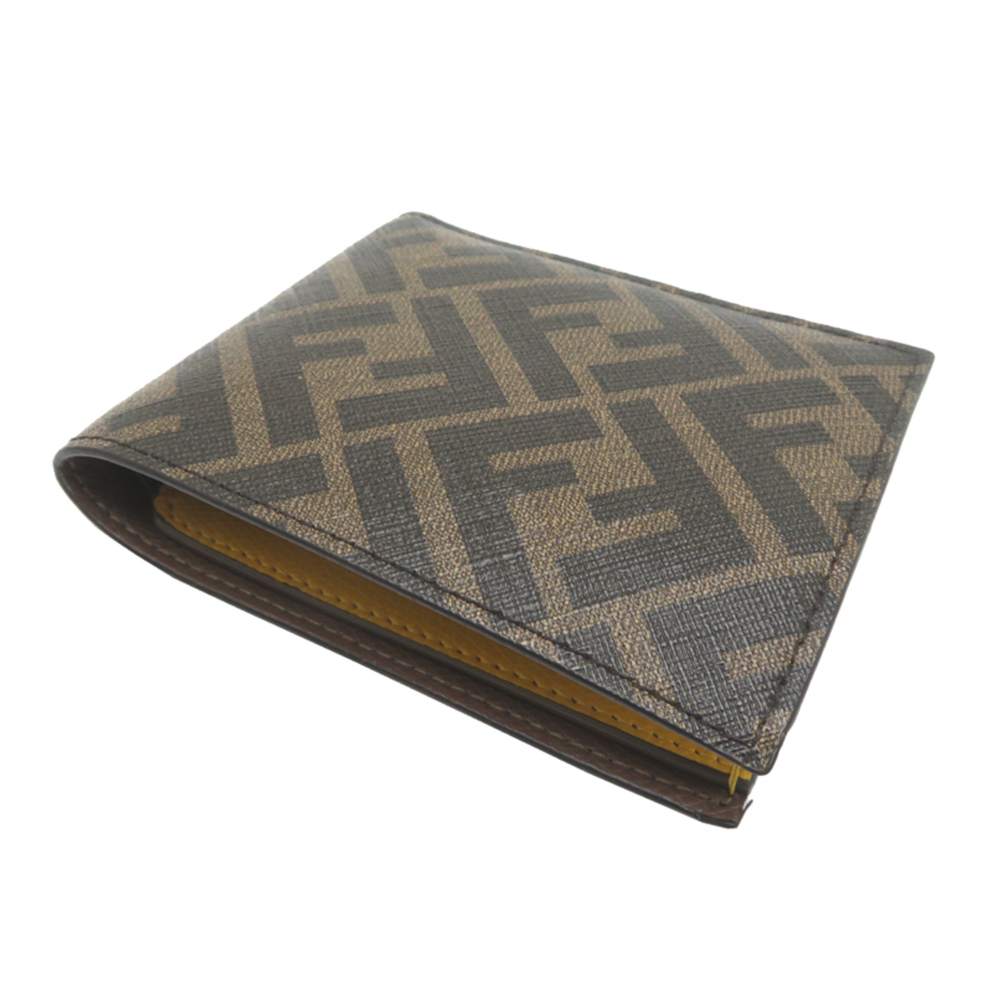 Fendi Brown Yellow Pvc Leather Wallet (Bi-Fold) (Pre-Owned)