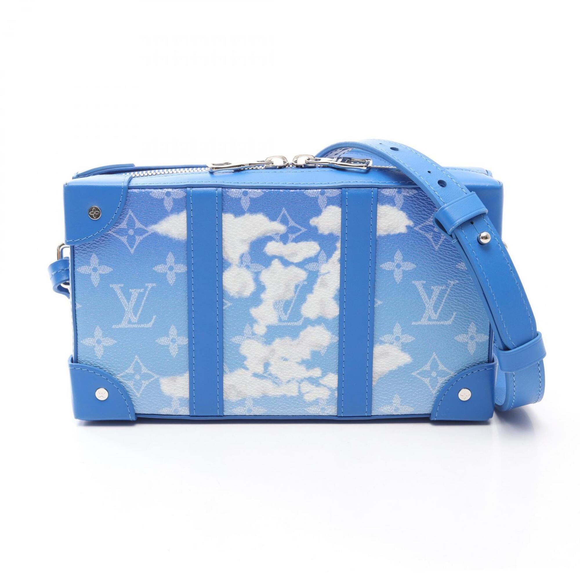 Louis Vuitton Blue White Coated Canvas Leather Handbag Shoulder Bag (Pre-Owned)