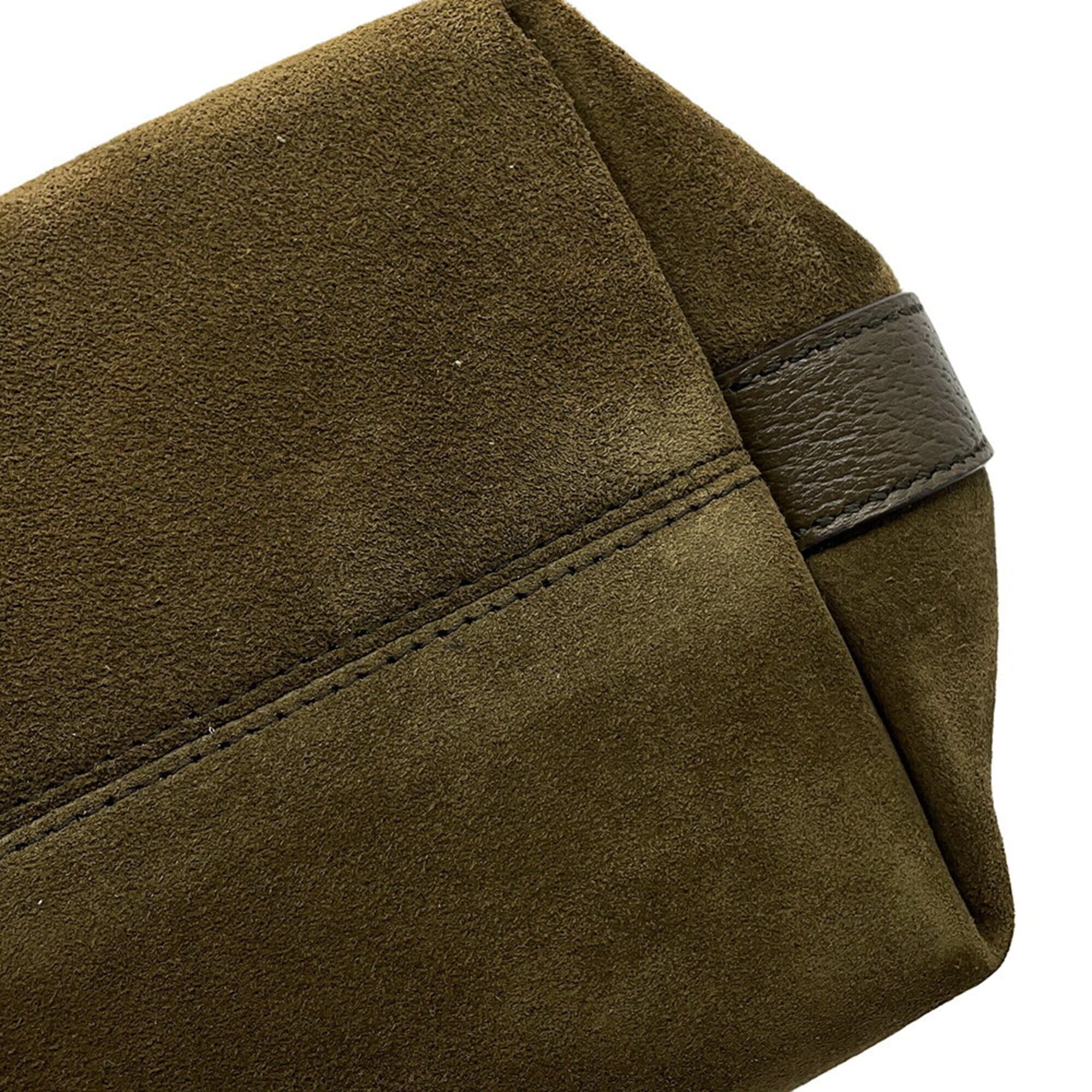 Gucci Ophidia Khaki Suede Handbag Tote Bag (Pre-Owned)