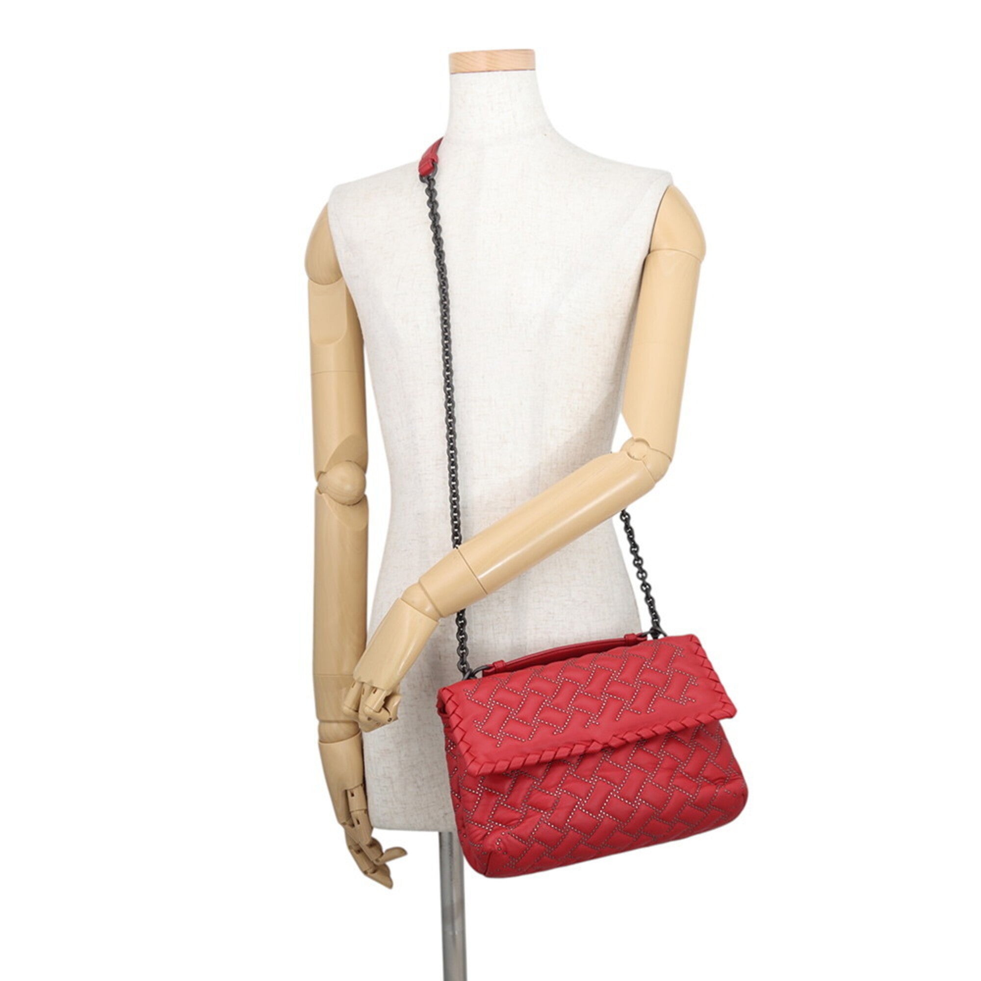 Bottega Veneta Red Color Leather Handbag Shoulder Bag (Pre-Owned)