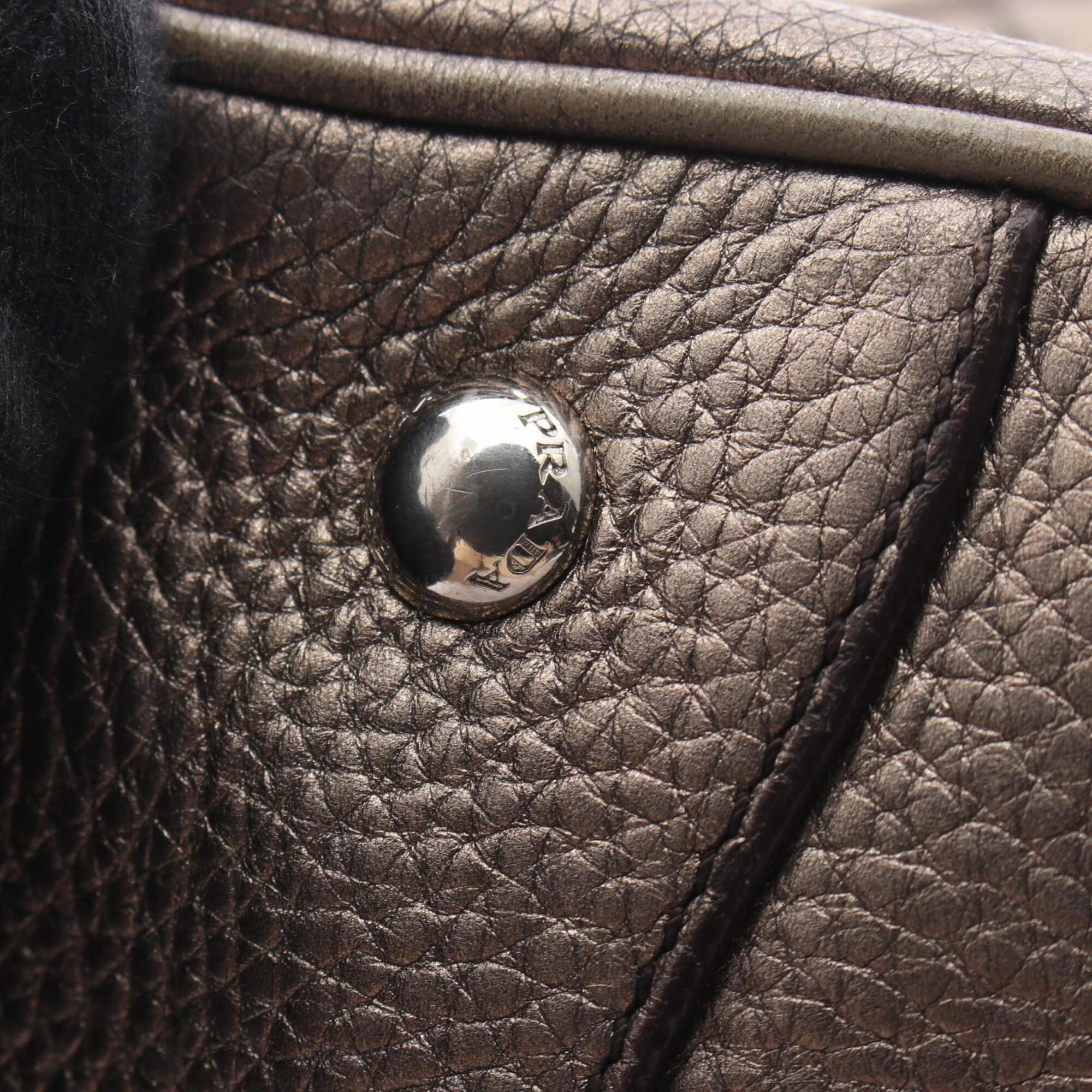 Prada Brown Leather Handbag Tote Bag (Pre-Owned)