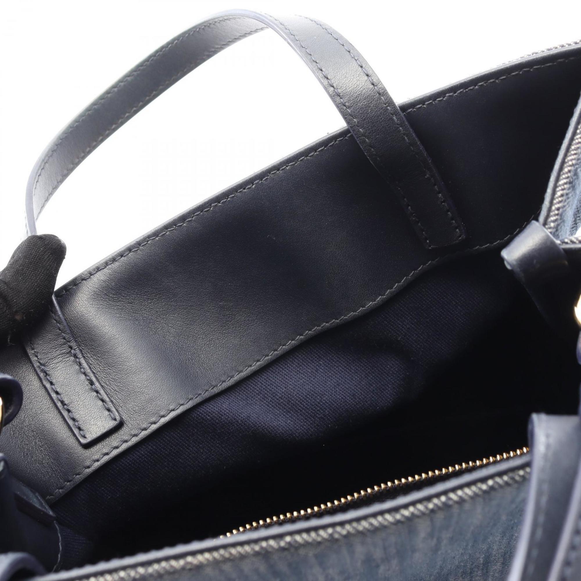 Salvatore Ferragamo Navy Denim Leather Handbag (Pre-Owned)
