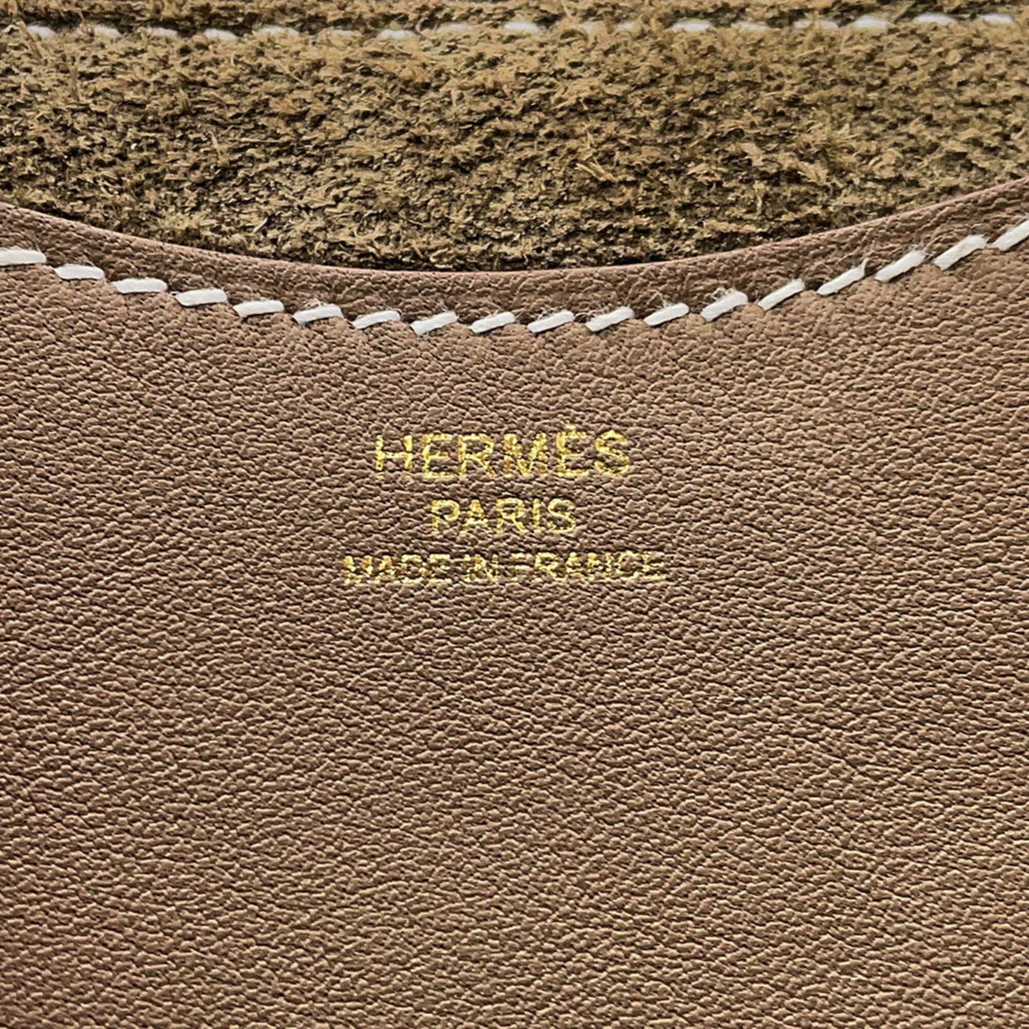 Hermes Etoupe Gray Taurillon Clemence Leather Swift Leather Tote Bag (Pre-Owned)