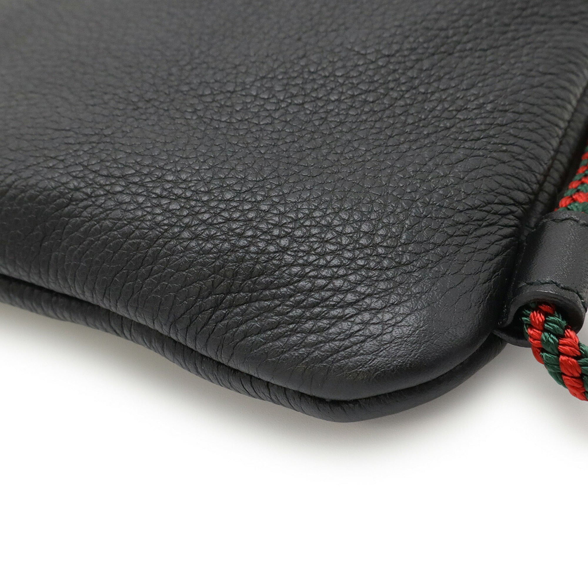 Gucci Black Green Red Color Leather Backpack (Pre-Owned)