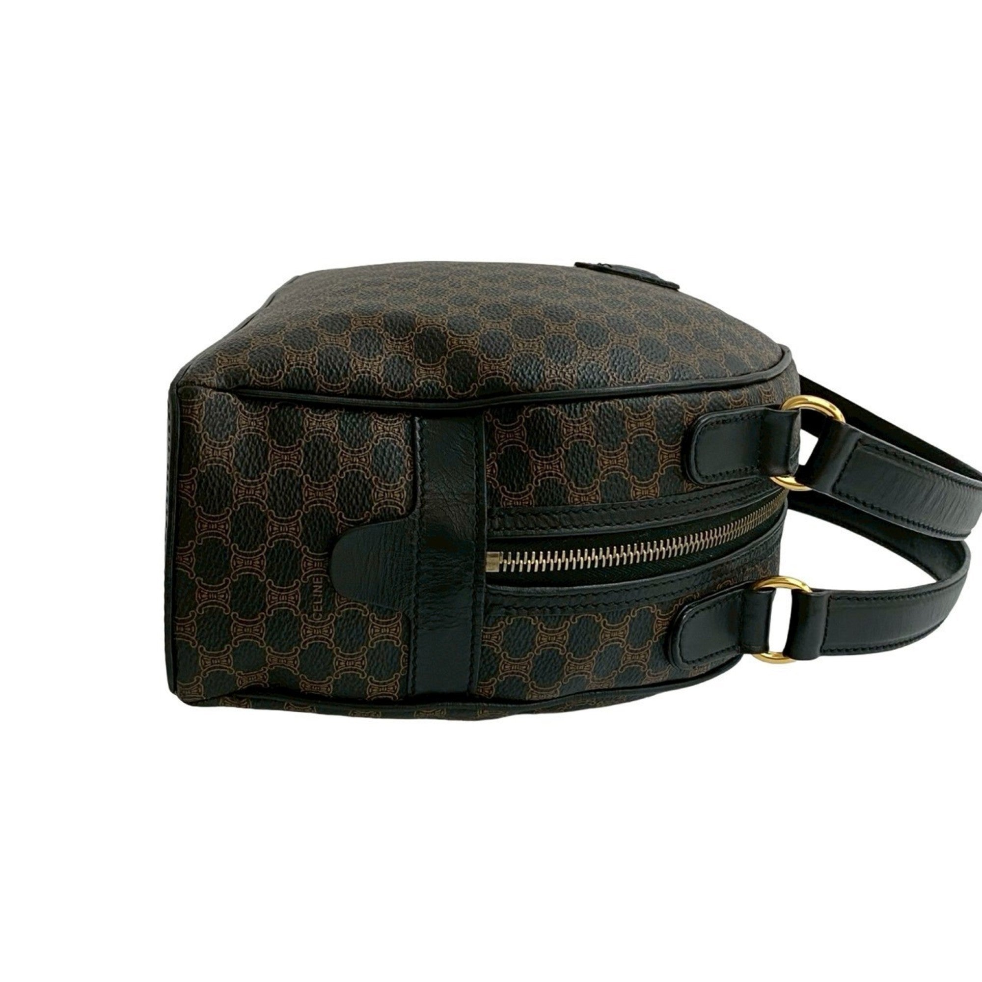 Celine Black Brown Leather Pvc Boston Bag Handbag (Pre-Owned)