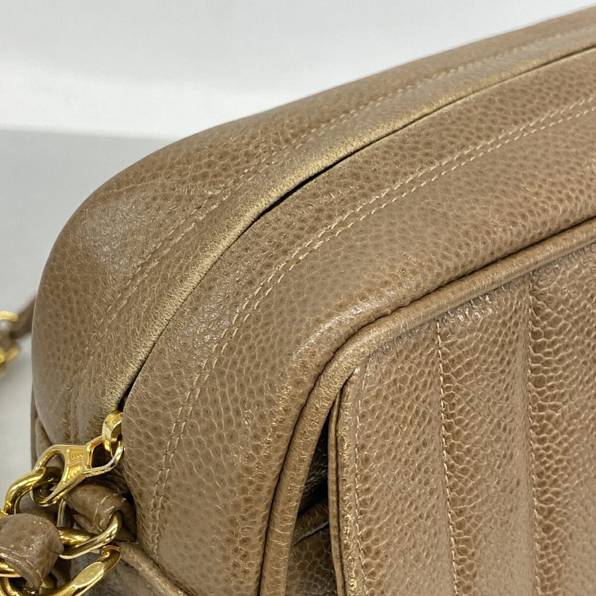 Chanel Light Brown Grained Calfskin Shoulder Bag (Pre-Owned)