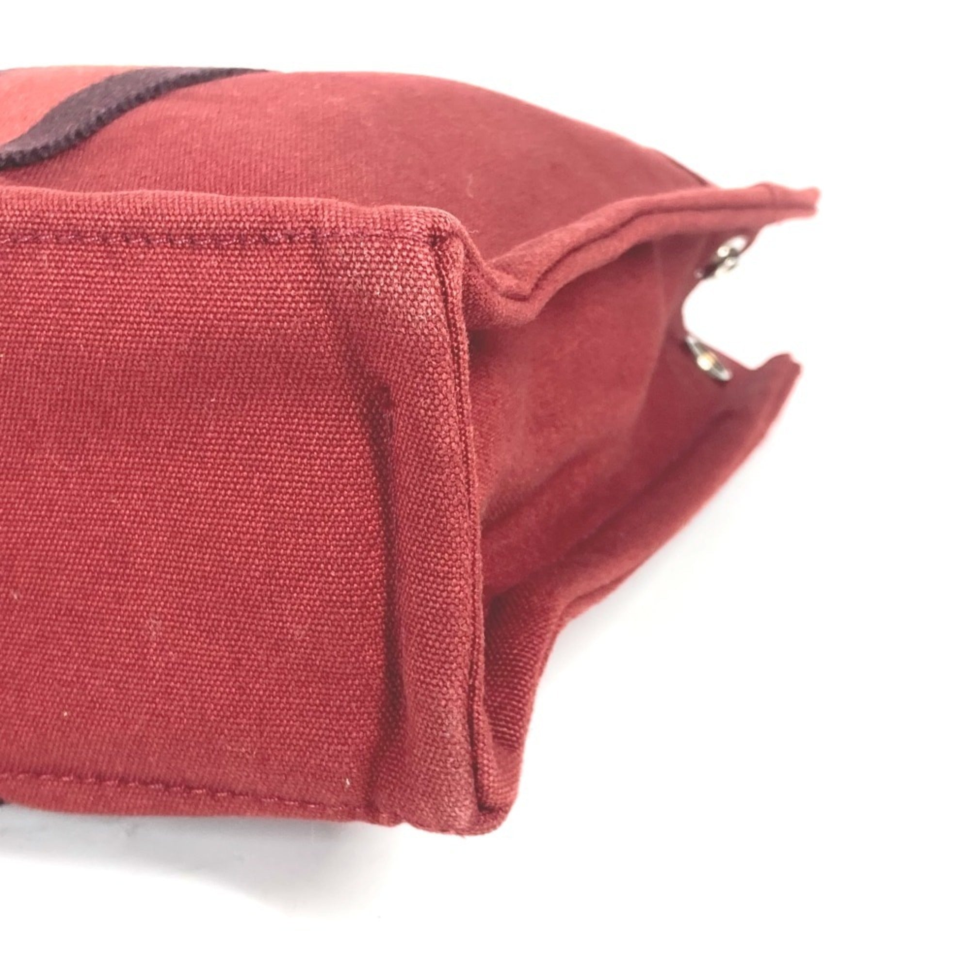 Hermes Red Color Canvas Handbag Tote Bag (Pre-Owned)
