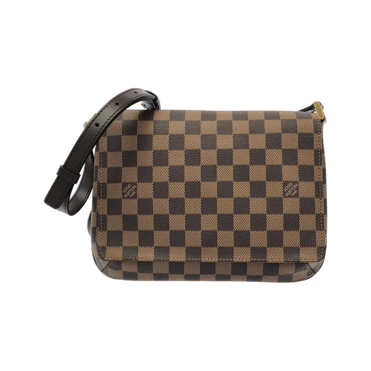 Louis Vuitton Damier Damier Canvas Ebene Leather Shoulder Bag (Pre-Owned)