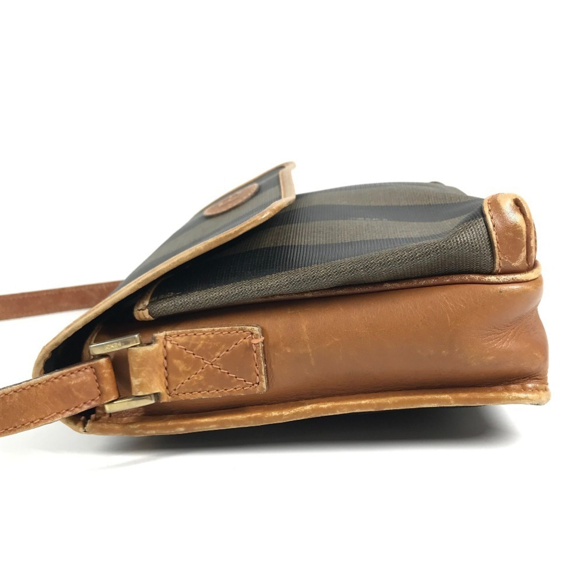 Fendi Brown Khaki Pvc Leather Pochette Shoulder Bag (Pre-Owned)