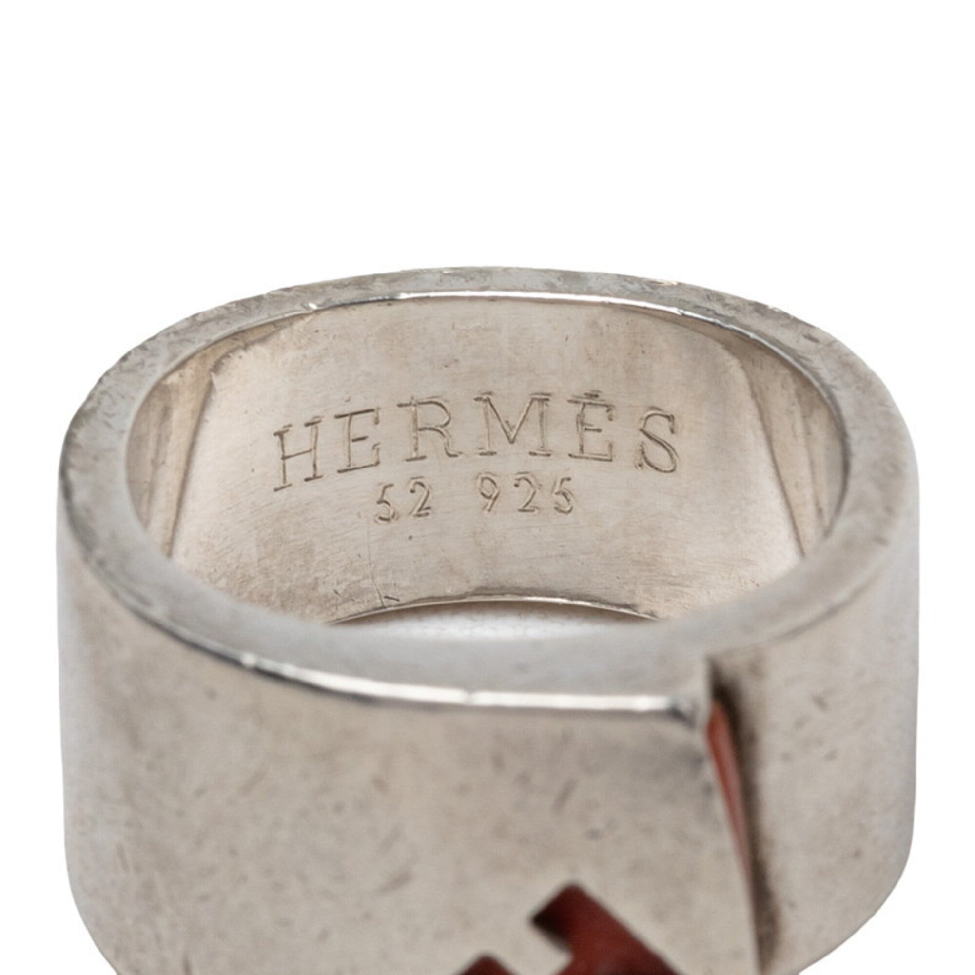 Hermes Silver Silver 925 Band Ring (Pre-Owned)