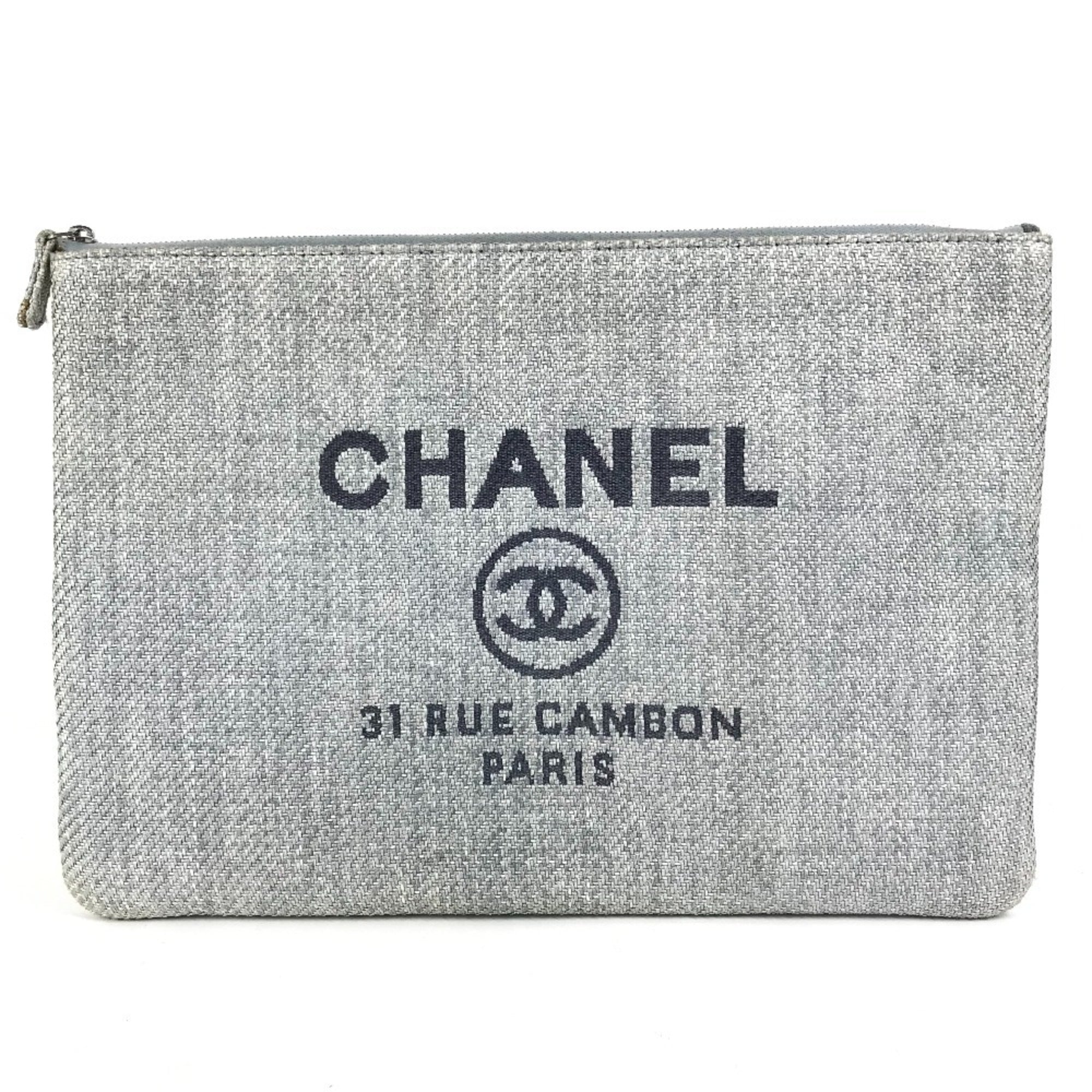 Chanel Blue Canvas Clutch Bag Pouch (Pre-Owned)
