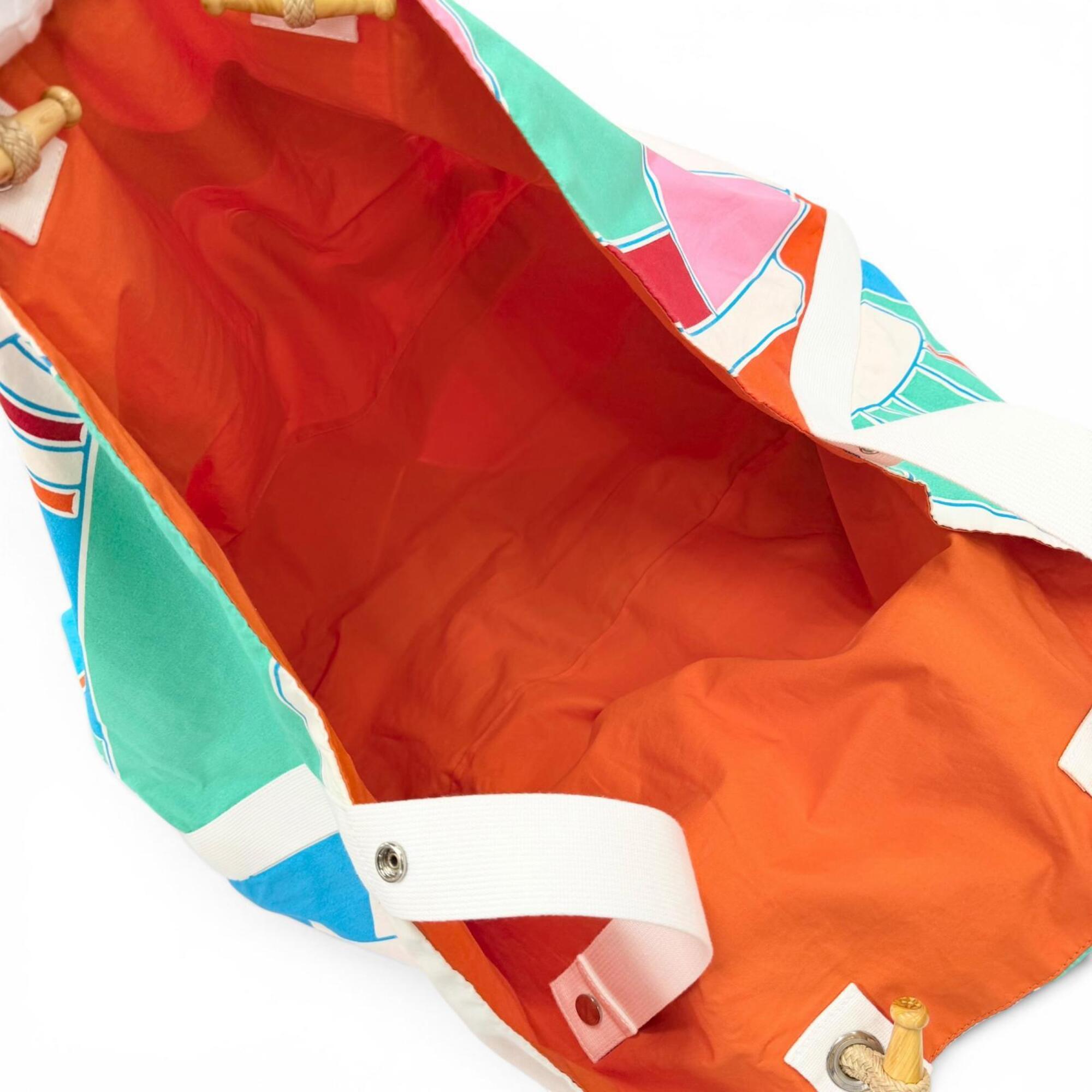 Hermes Multi-Color Cotton Beach Bag Tote Bag (Pre-Owned)