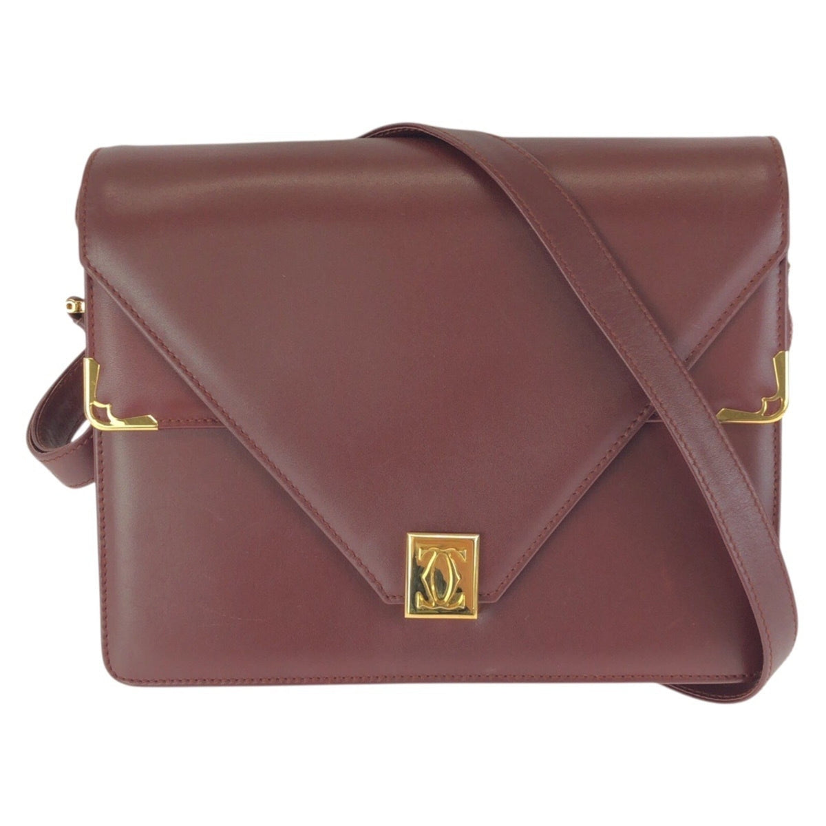 Cartier Bordeaux Wine Red Leather Shoulder Bag (Pre-Owned)