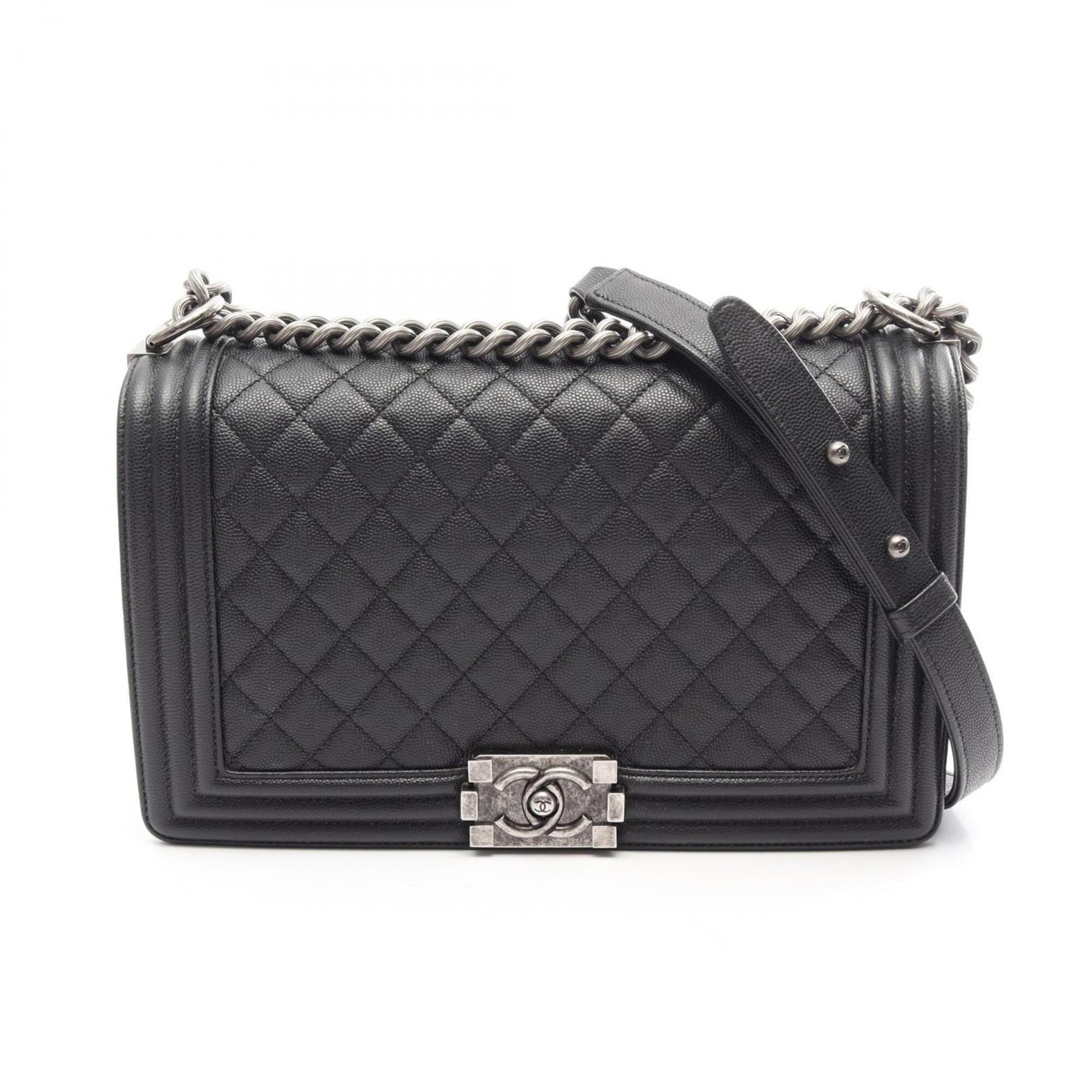 Chanel Black Grained Calfskin Handbag Shoulder Bag (Pre-Owned)