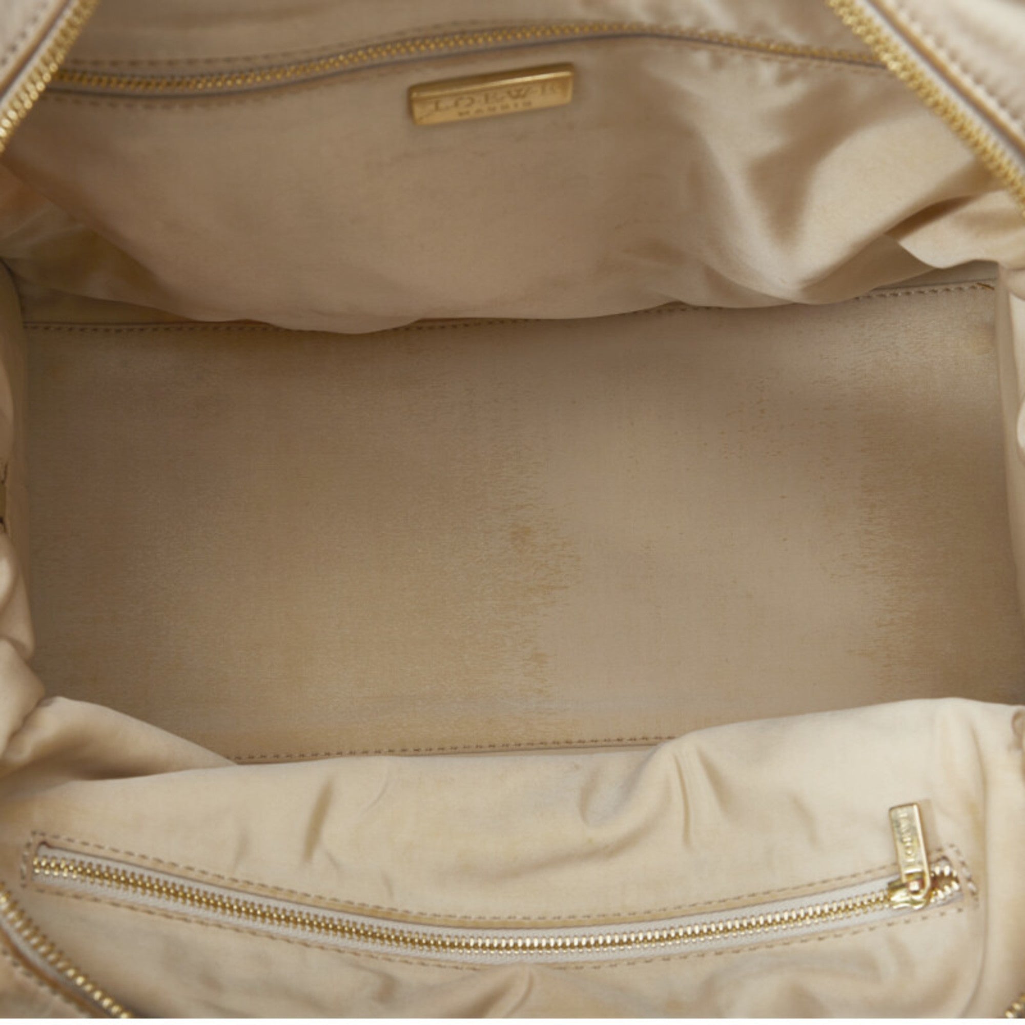Loewe Beige Brown Nylon Leather Boston Bag Handbag (Pre-Owned)