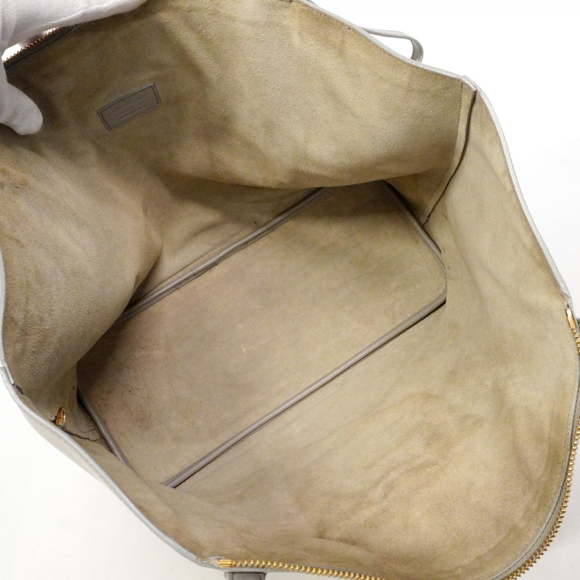 Salvatore Ferragamo Gray Leather Tote Bag (Pre-Owned)