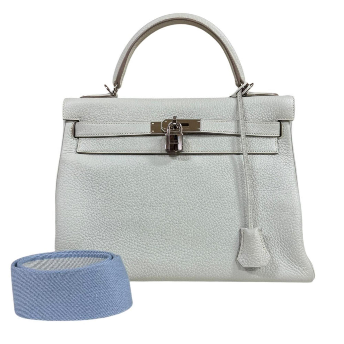 Hermes Gray Taurillon Clemence Leather Shoulder Bag (Pre-Owned)