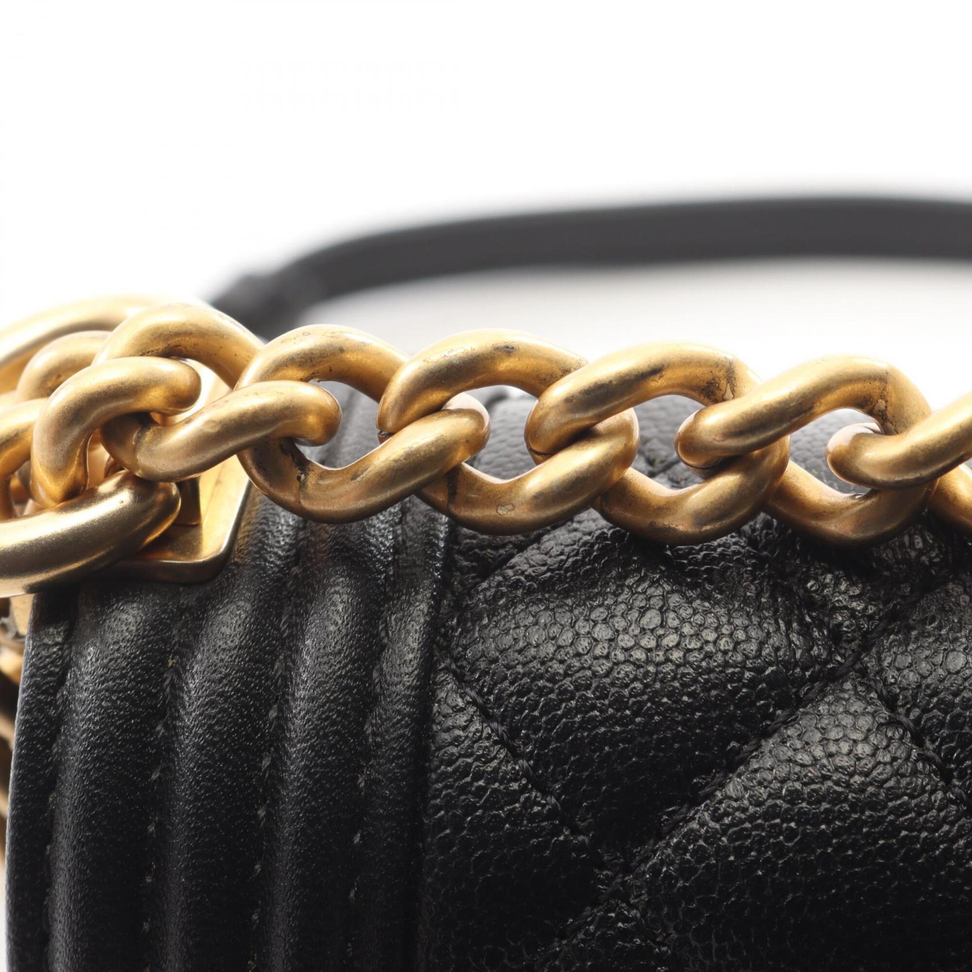 Chanel Black Grained Calfskin Handbag Shoulder Bag (Pre-Owned)