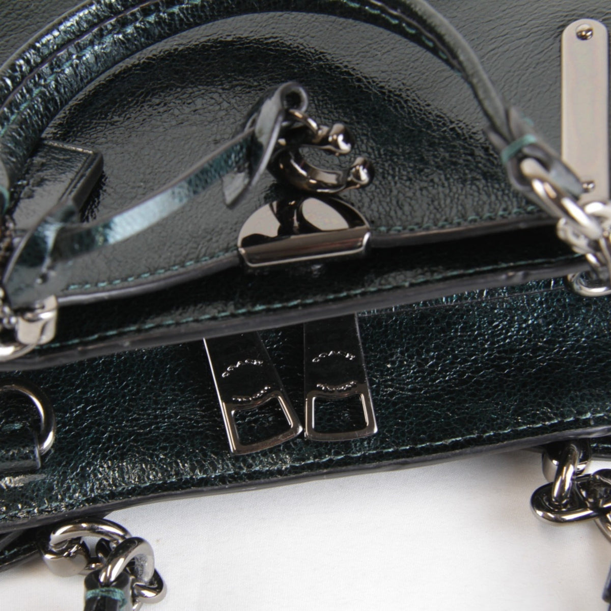 Coach Green Leather Handbag Shoulder Bag (Pre-Owned)