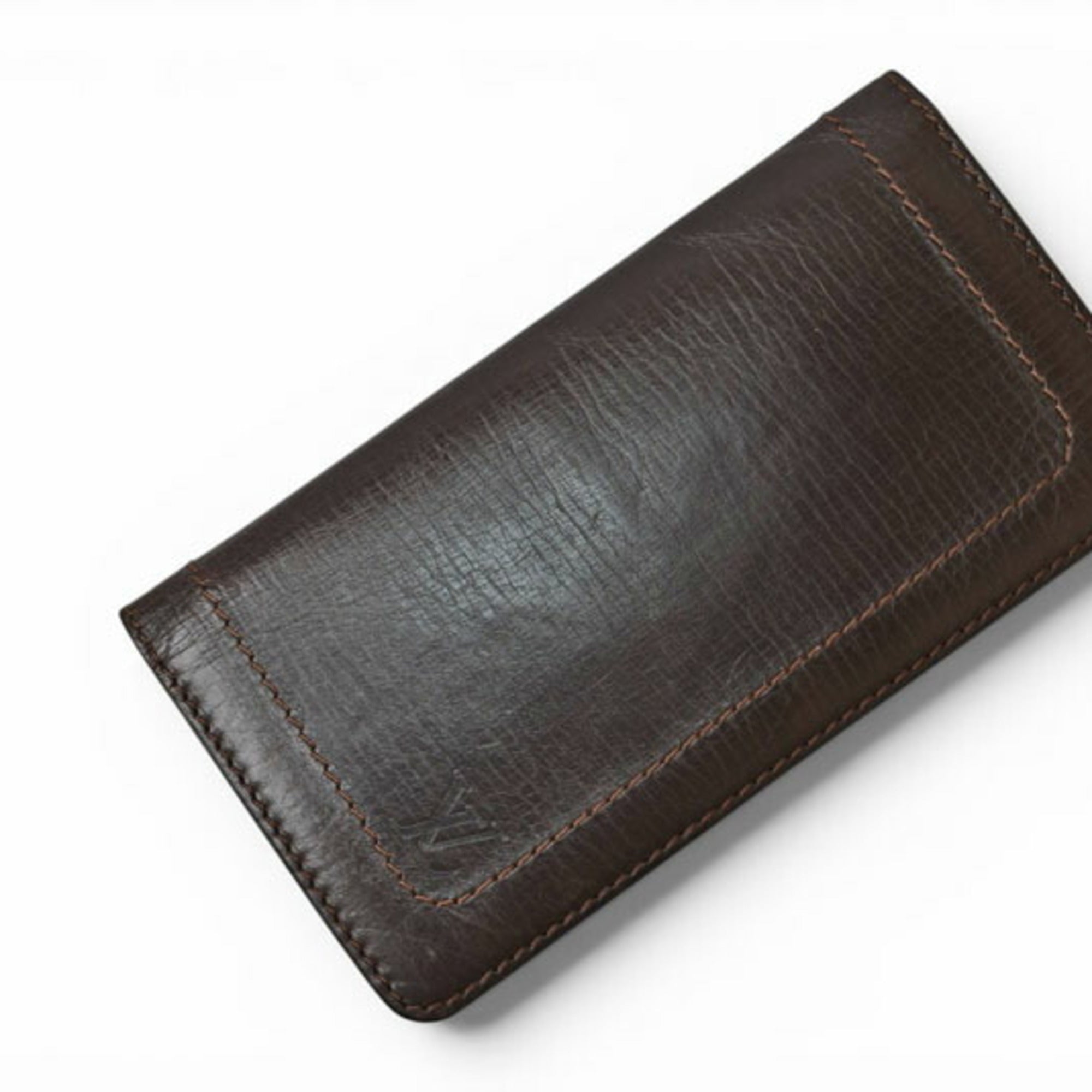 Louis Vuitton Utah Coffee Dark Brown Utah Leather Long Wallet (Bi-Fold) (Pre-Owned)