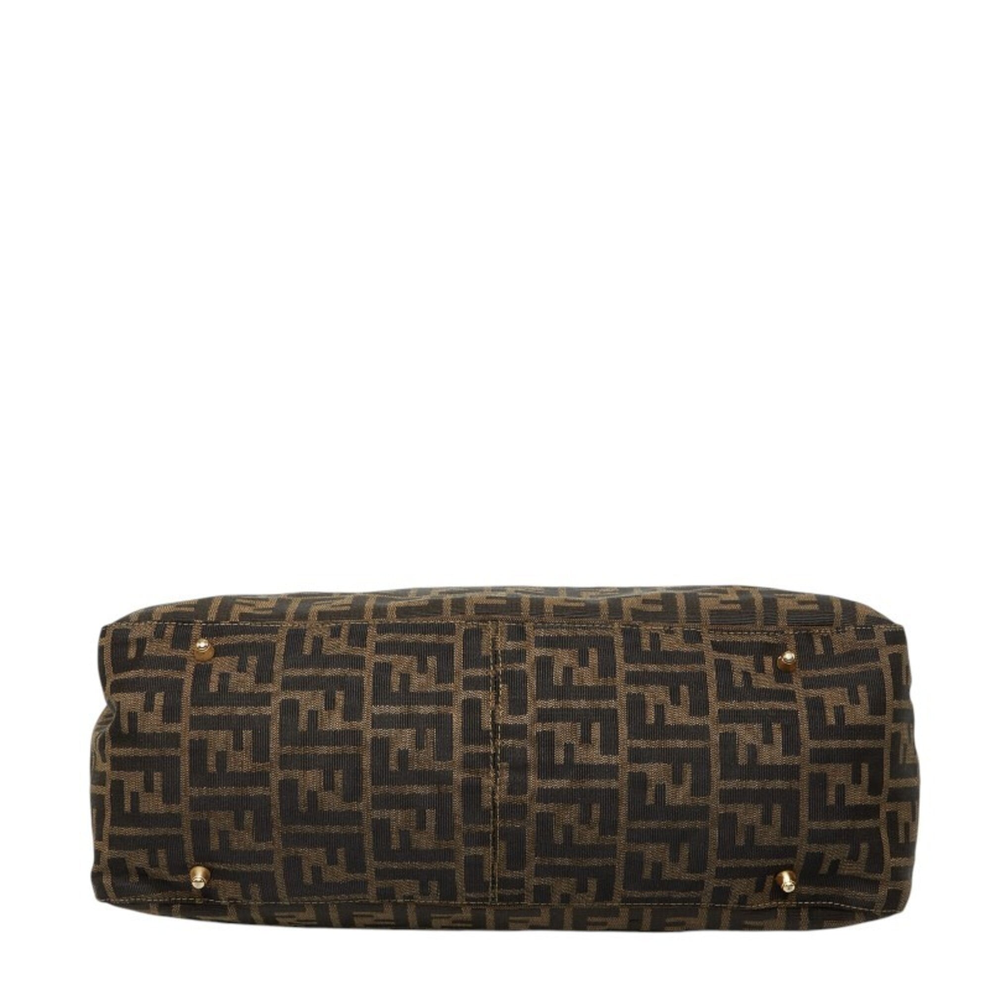 Fendi Brown Canvas Leather Handbag Tote Bag (Pre-Owned)
