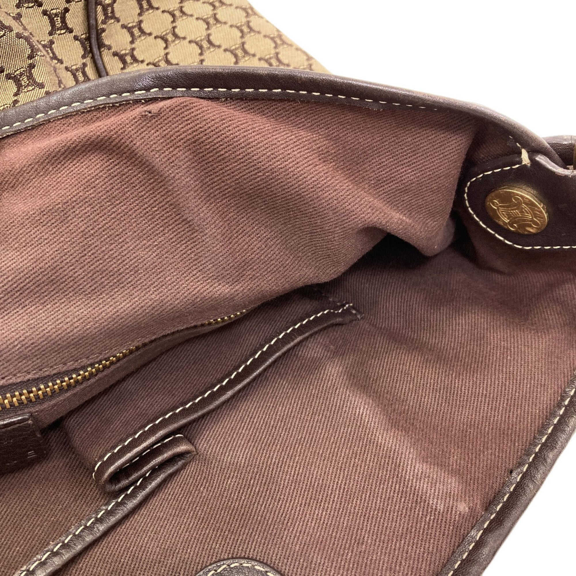 Celine Brown Canvas Shoulder Bag (Pre-Owned)
