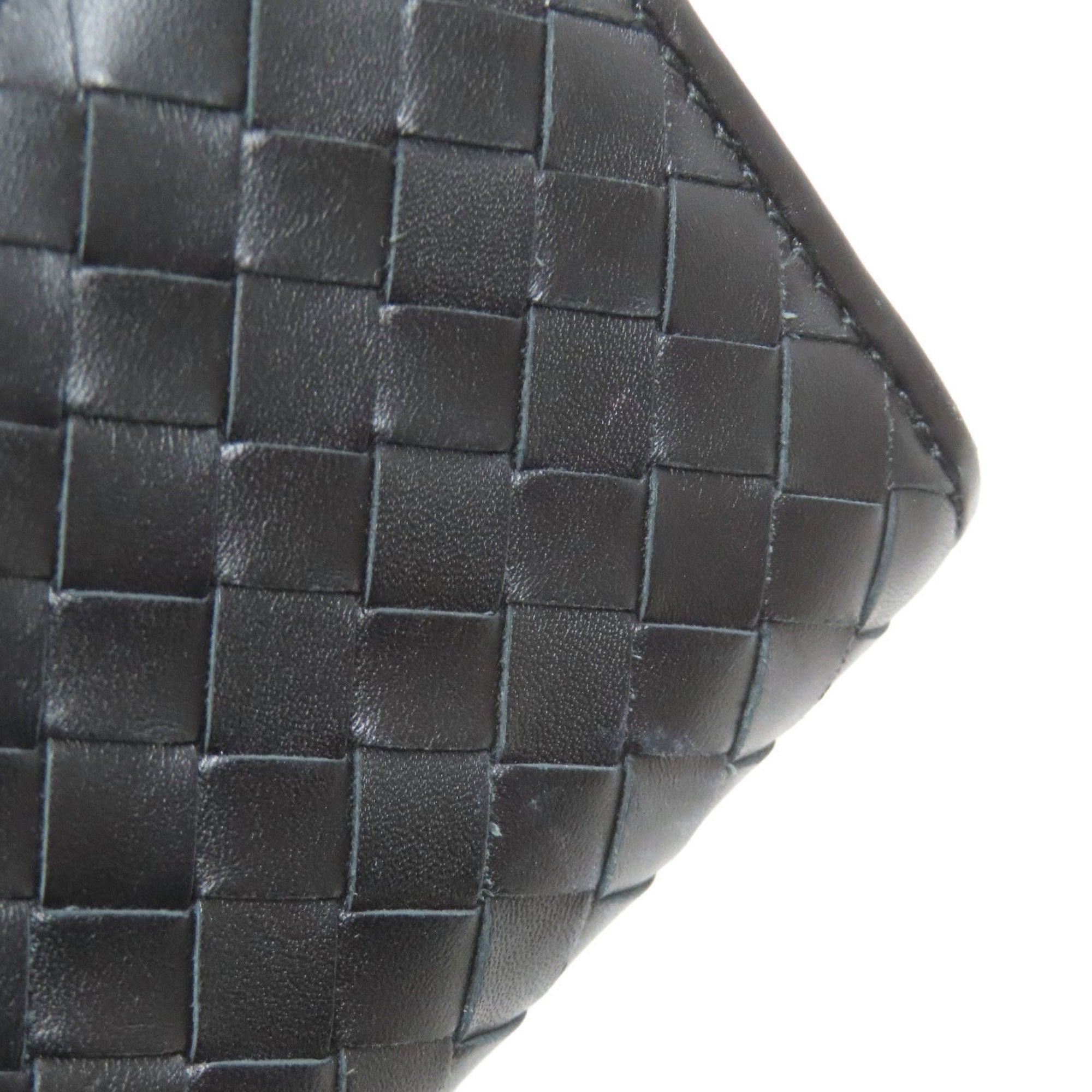 Bottega Veneta Intrecciato Black Leather Coin Purse/Coin Case (Pre-Owned)
