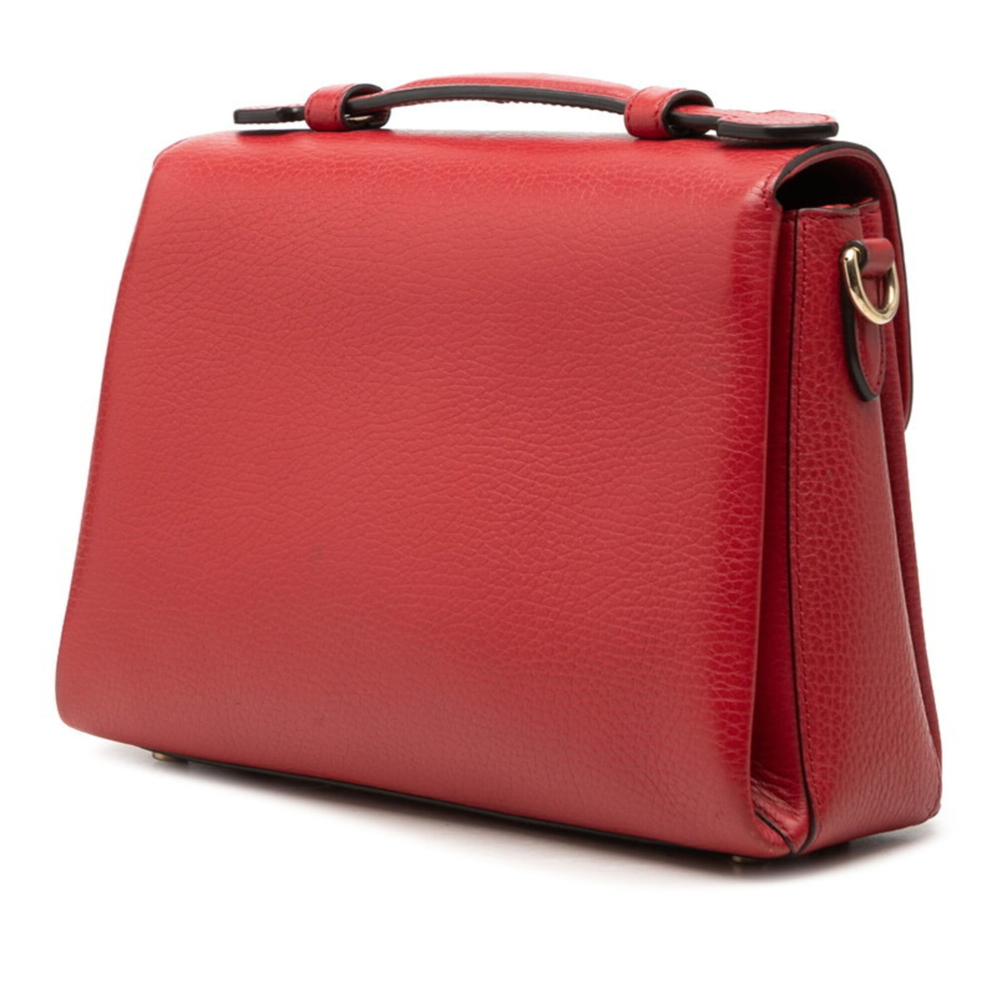 Gucci Red Color Leather Handbag Shoulder Bag (Pre-Owned)