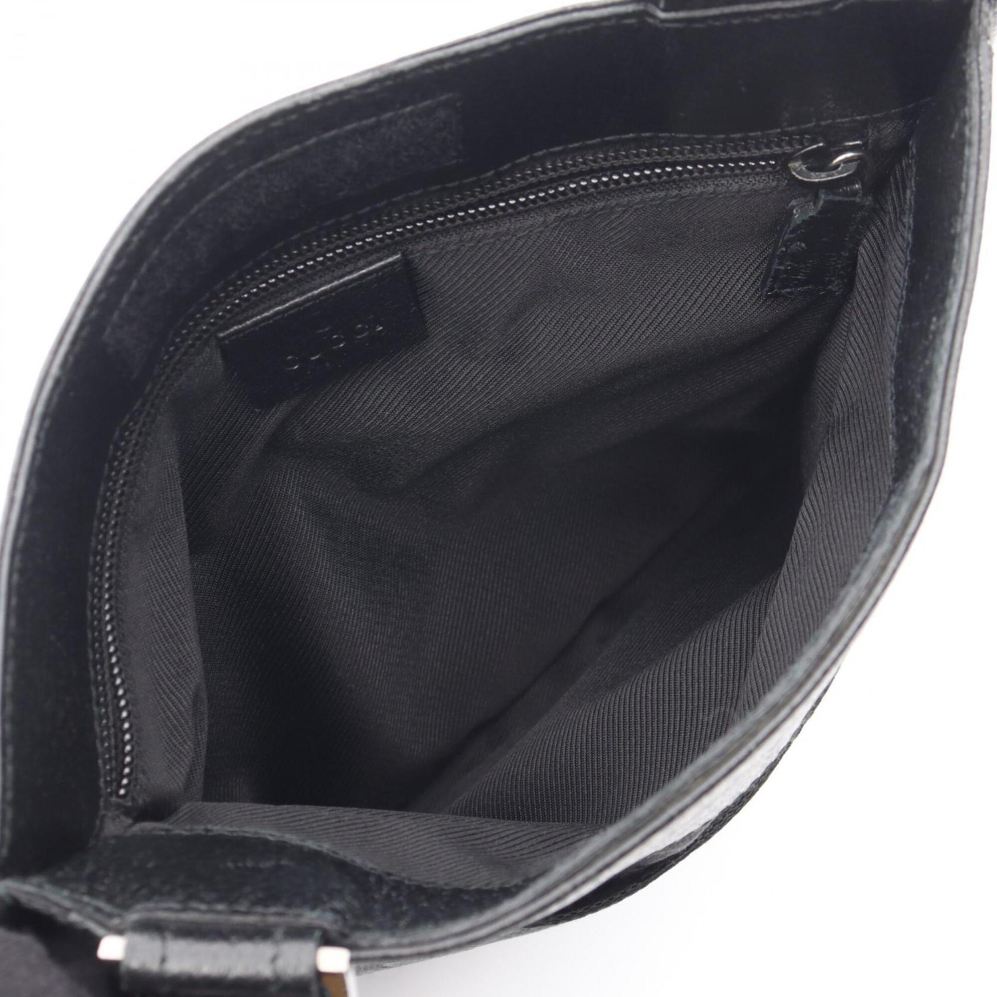 Gucci Black Gg Canvas Leather Handbag Shoulder Bag (Pre-Owned)