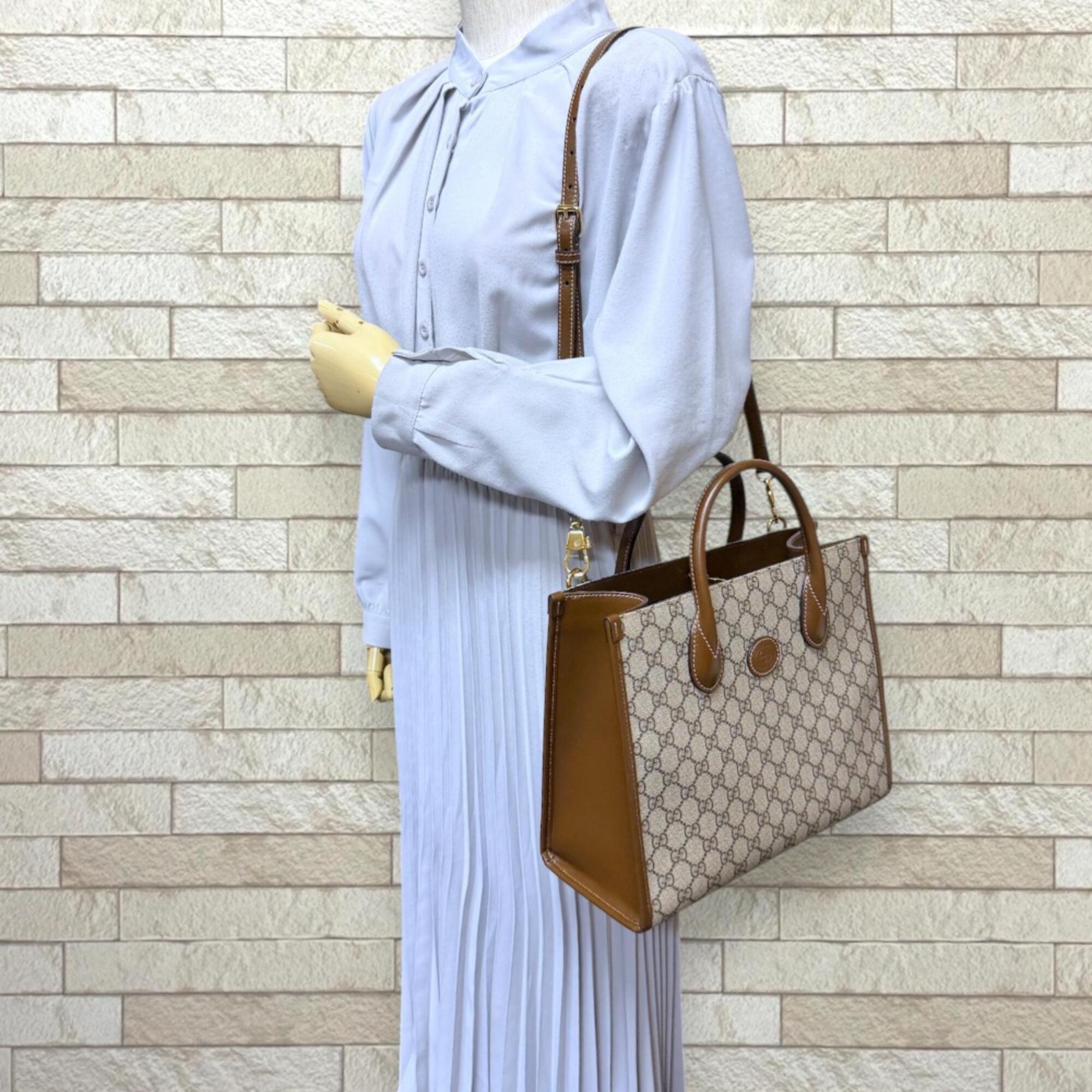 Gucci Brown Gg Supreme Canvas Shoulder Bag Tote Bag (Pre-Owned)