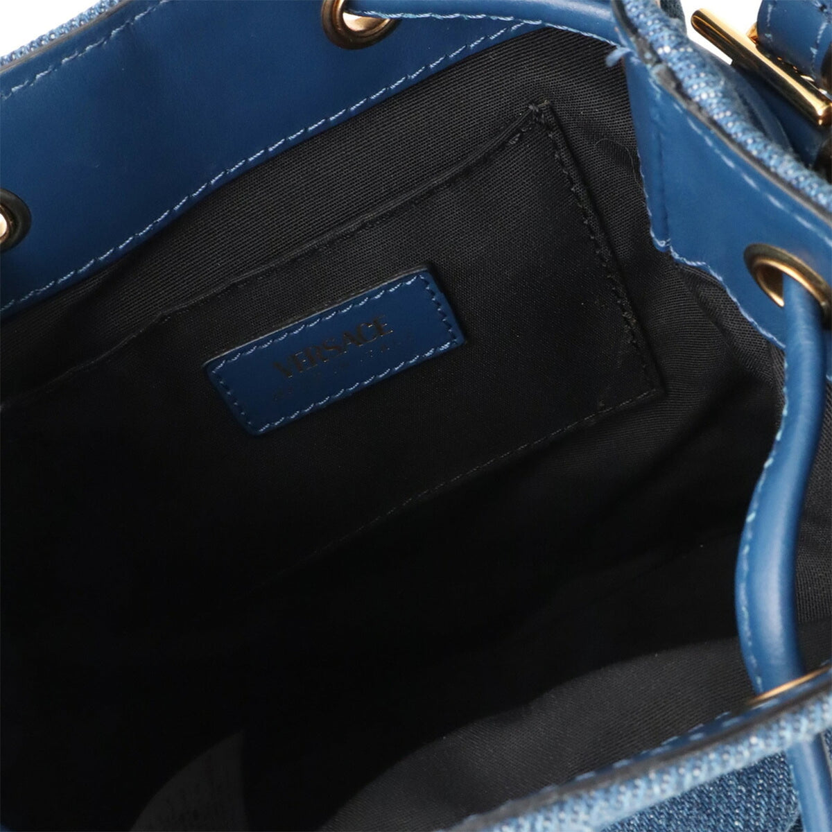 Versace Blue Denim Handbag Shoulder Bag (Pre-Owned)