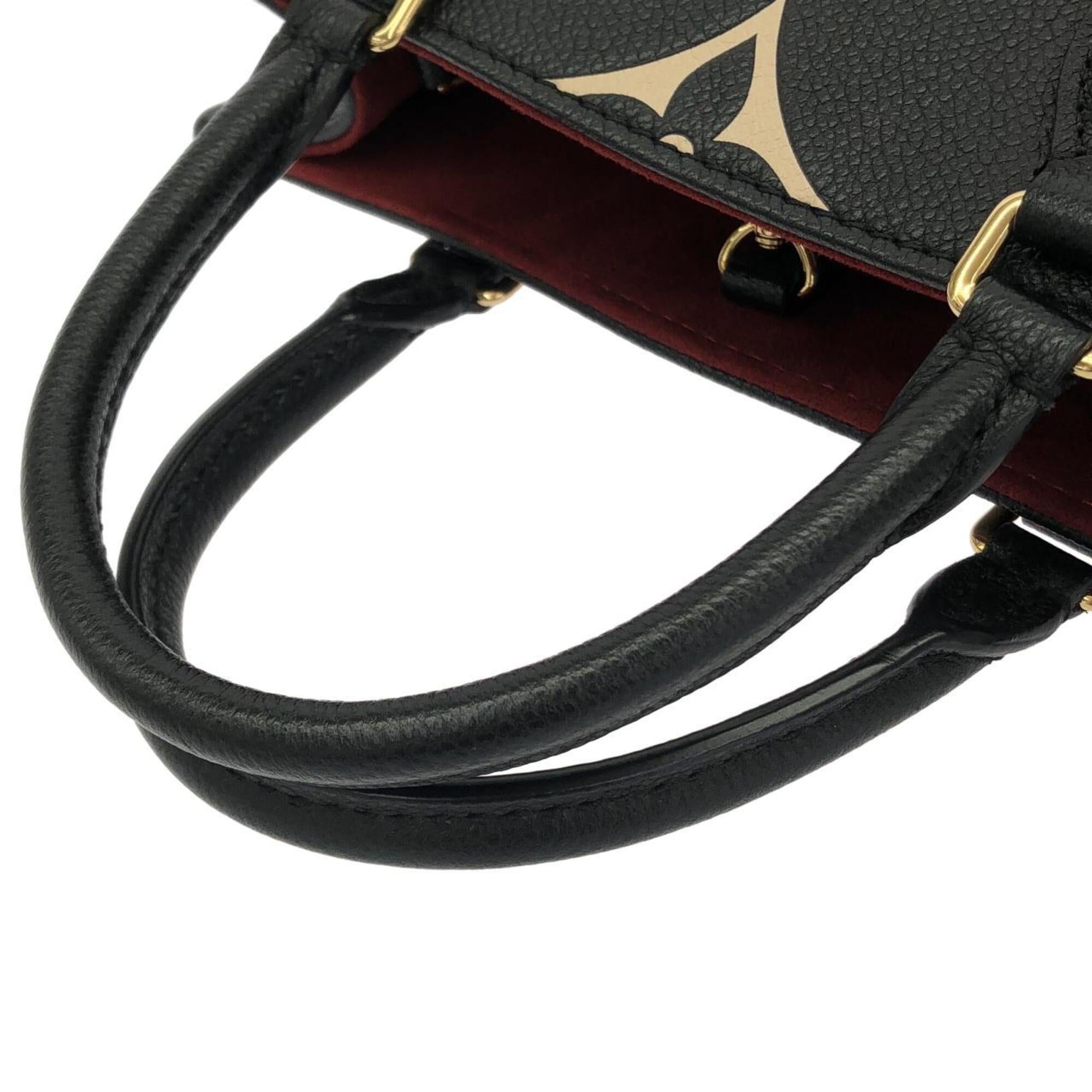 Louis Vuitton Beige Black Leather Handbag (Pre-Owned)