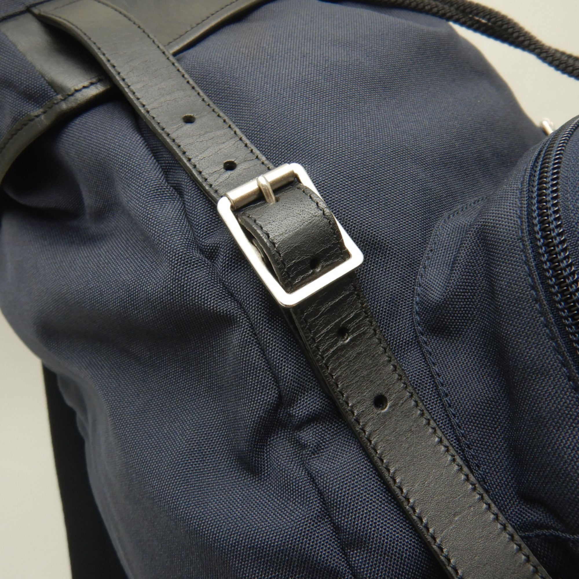 Yves Saint Laurent Navy Canvas Leather Backpack (Pre-Owned)