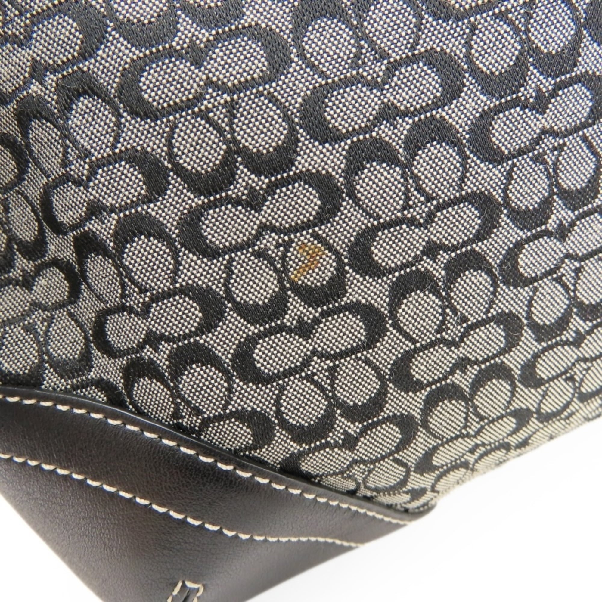 Coach Black Gray Canvas Leather Shoulder Bag (Pre-Owned)