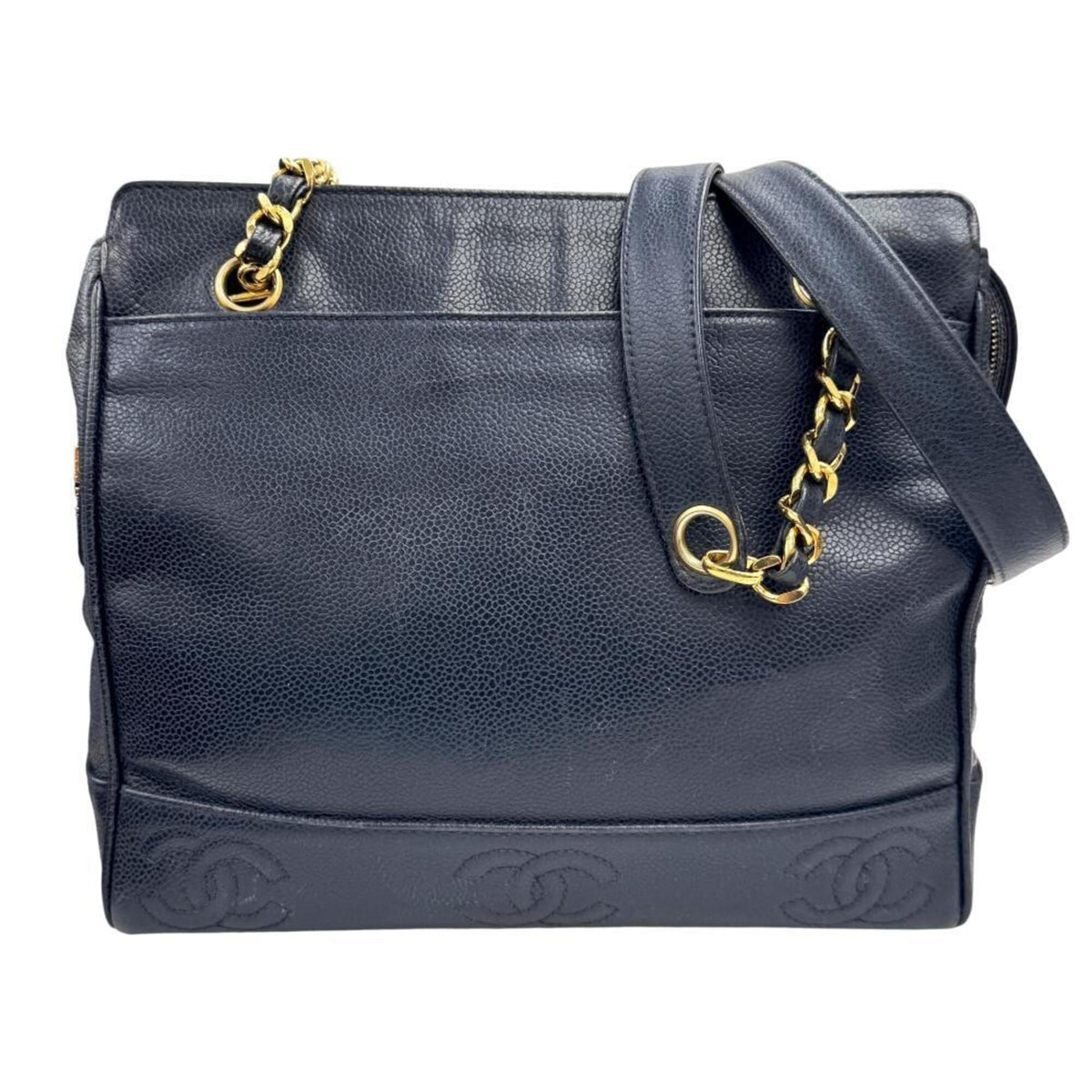 Chanel Navy Grained Calfskin Tote Bag (Pre-Owned)