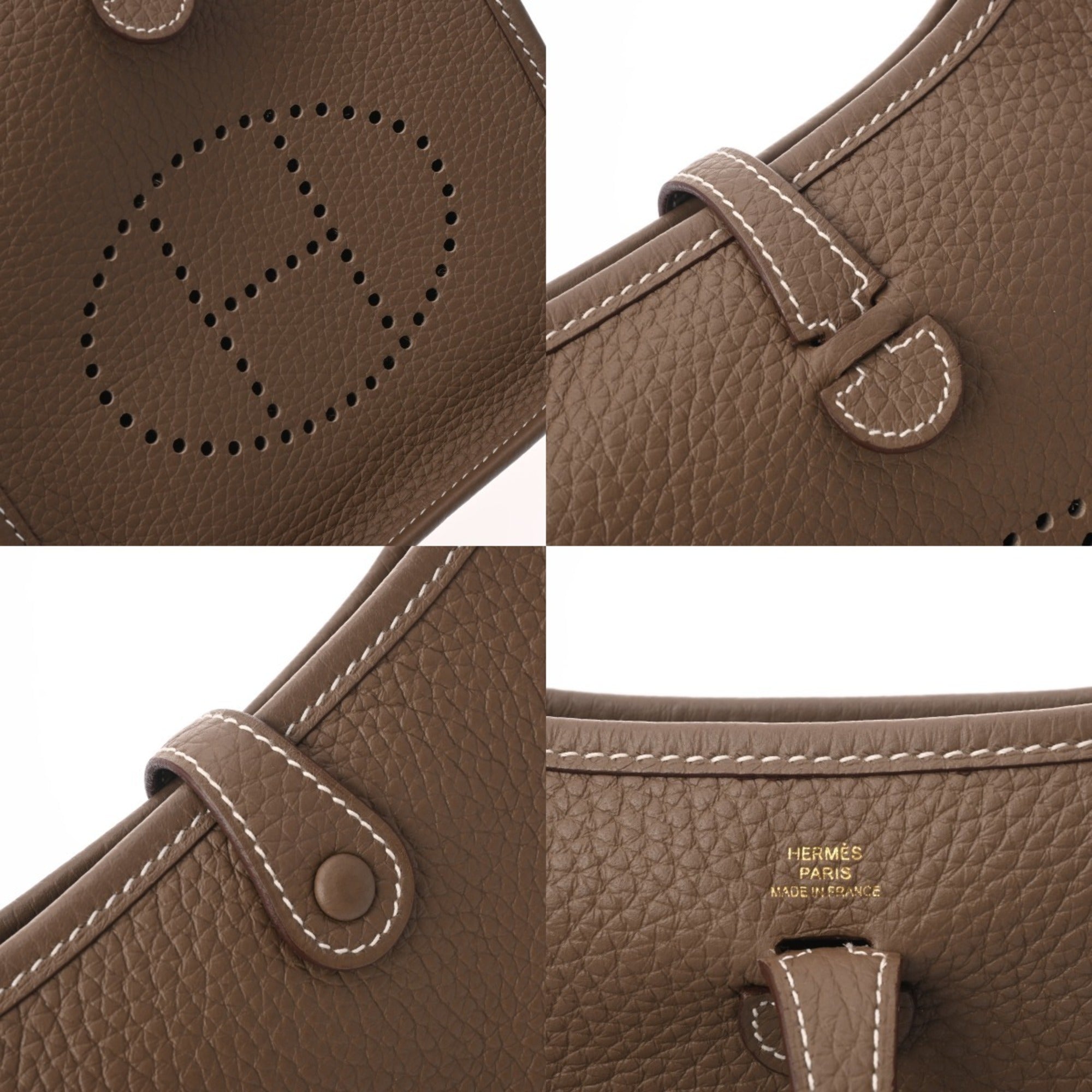 Hermes Etoupe Gray Taurillon Clemence Leather Shoulder Bag (Pre-Owned)