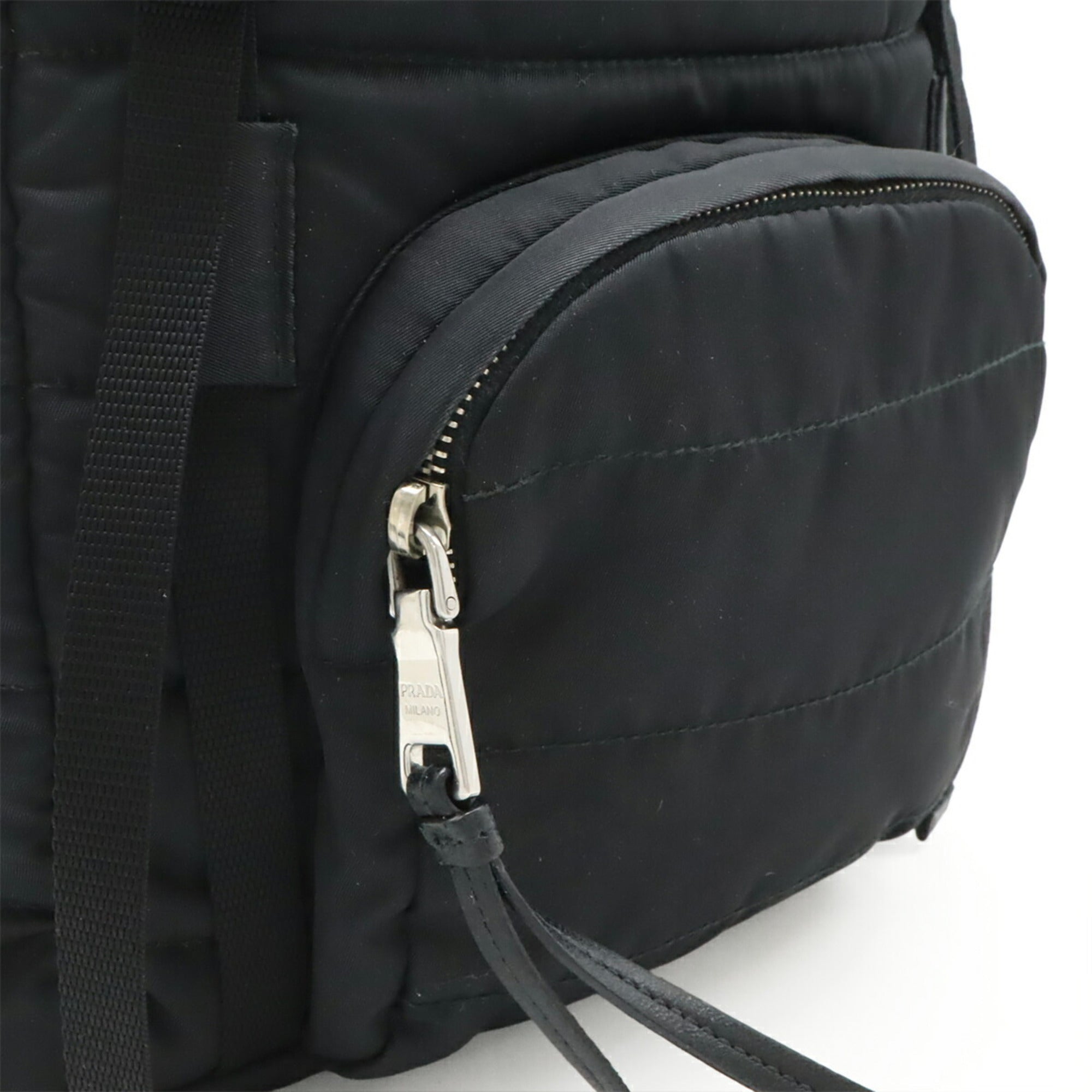 Prada Nero Nylon Leather Backpack (Pre-Owned)