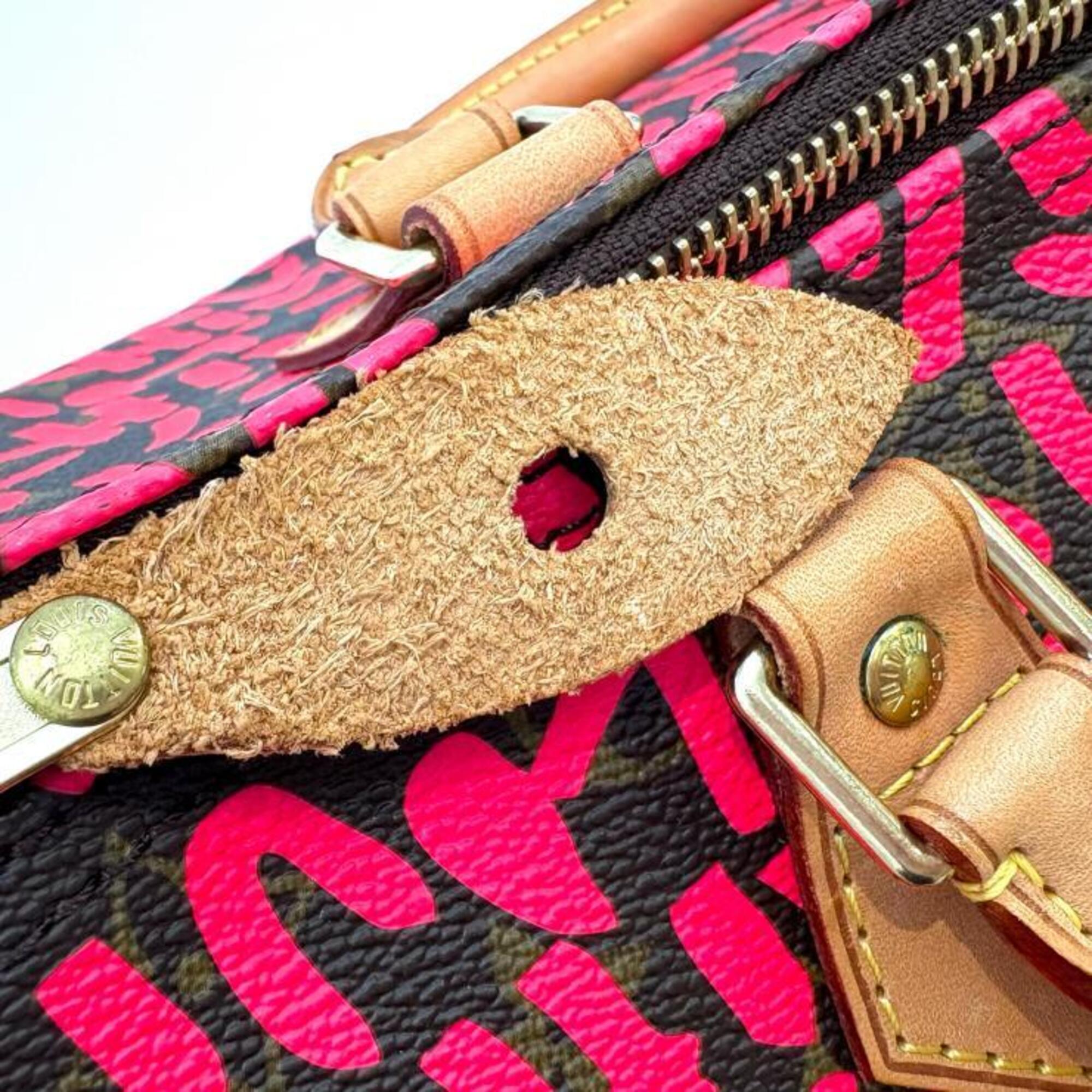 Louis Vuitton Brown Fuchsia Pink Monogram Graffiti Handbag (Pre-Owned)