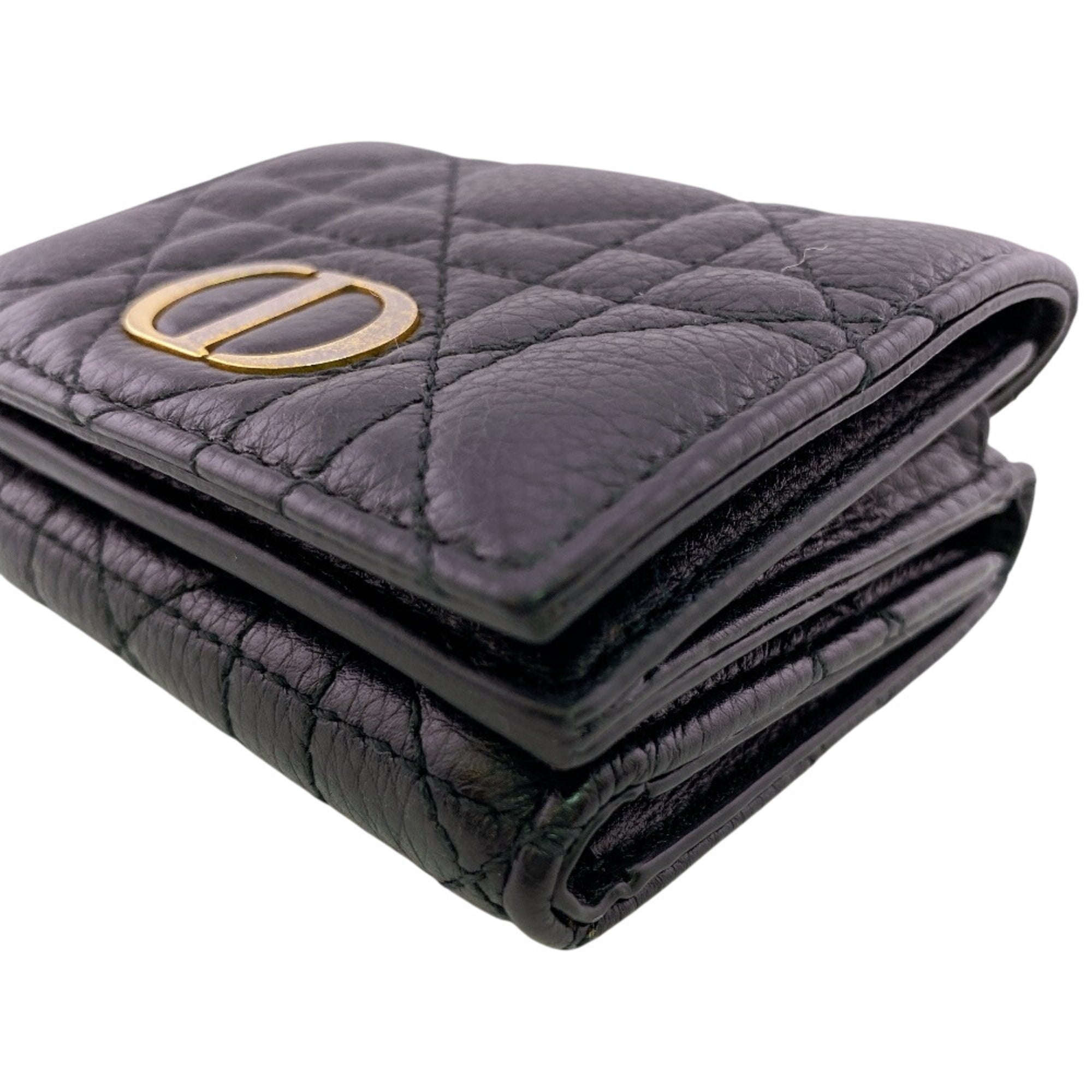 Christian Dior Black Leather Wallet (Tri-Fold) (Pre-Owned)