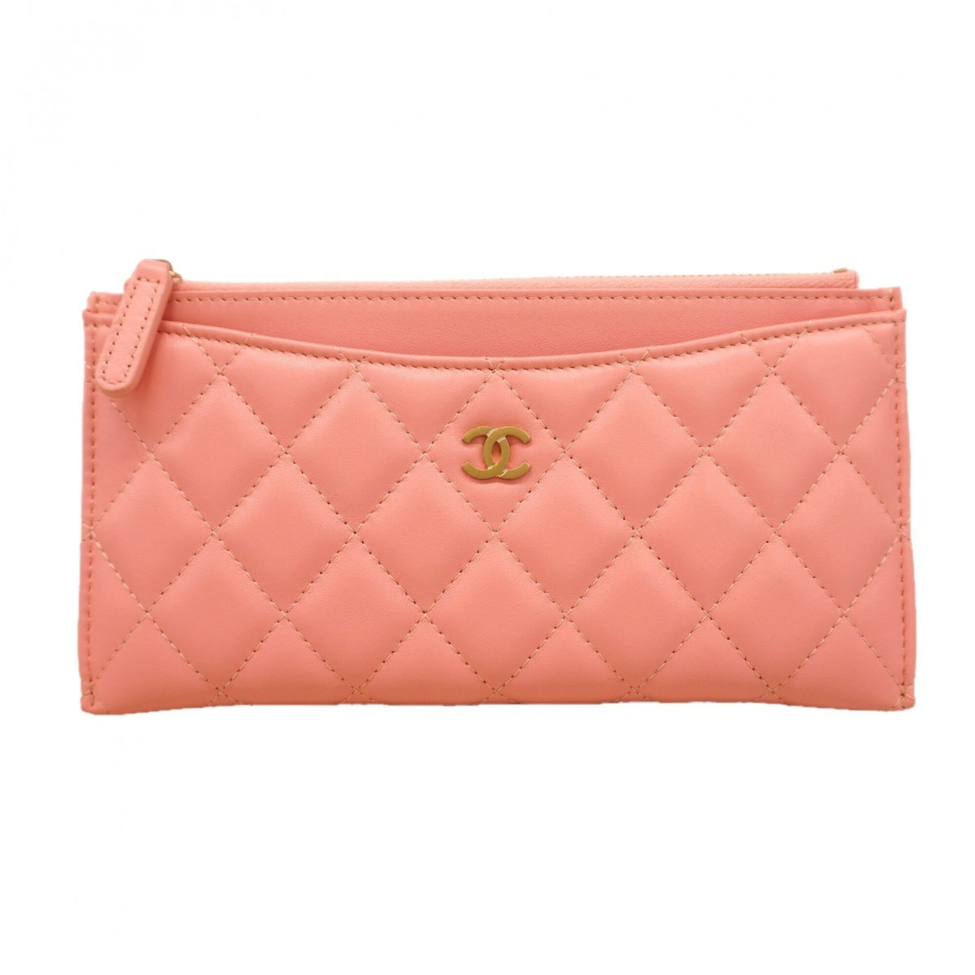 Chanel Pink Leather Long Wallet (Bi-Fold) (Pre-Owned)